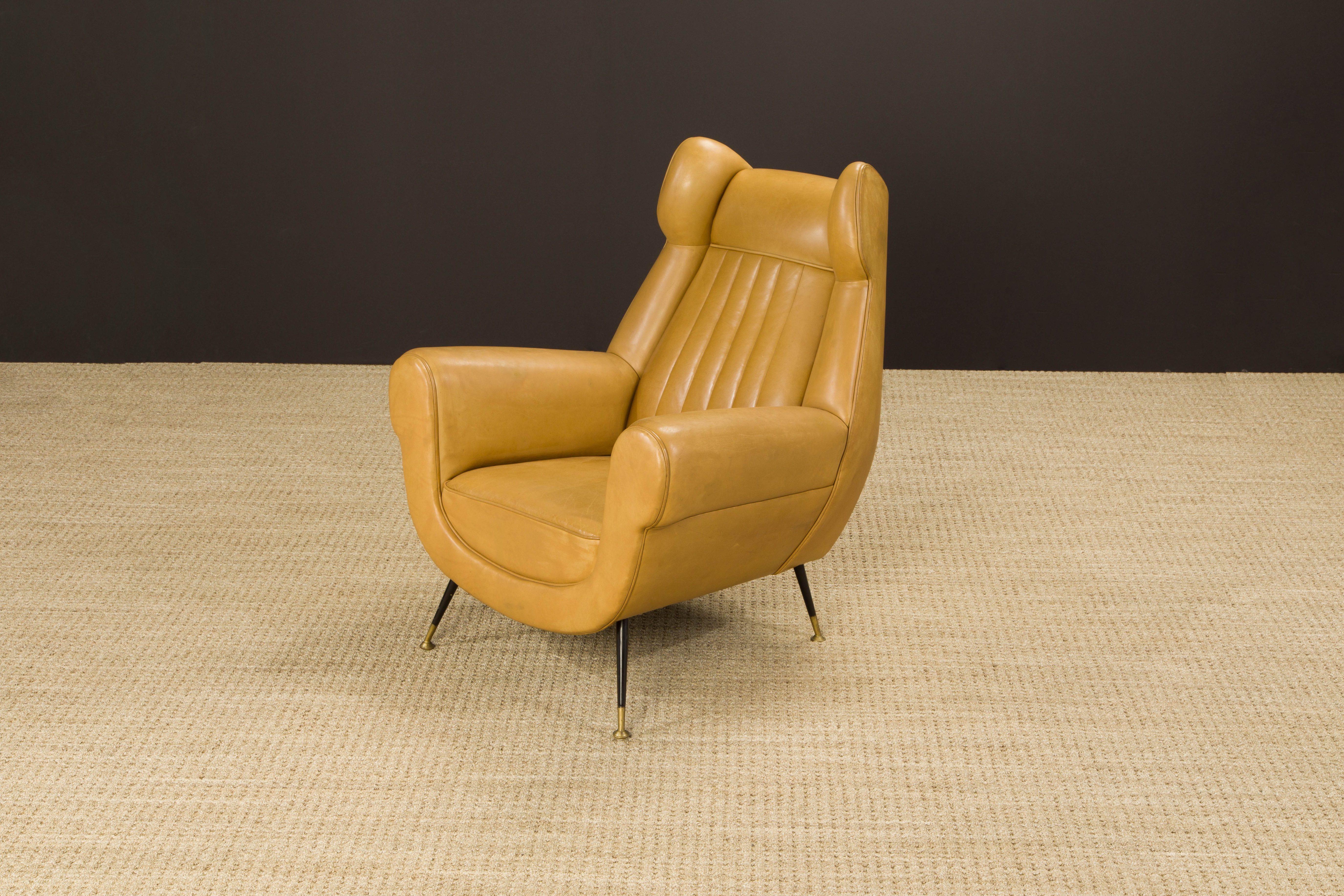 Pair of Gigi Radice for Minotti Leather Wingback Lounge Chairs, Italy, c. 1950s 6