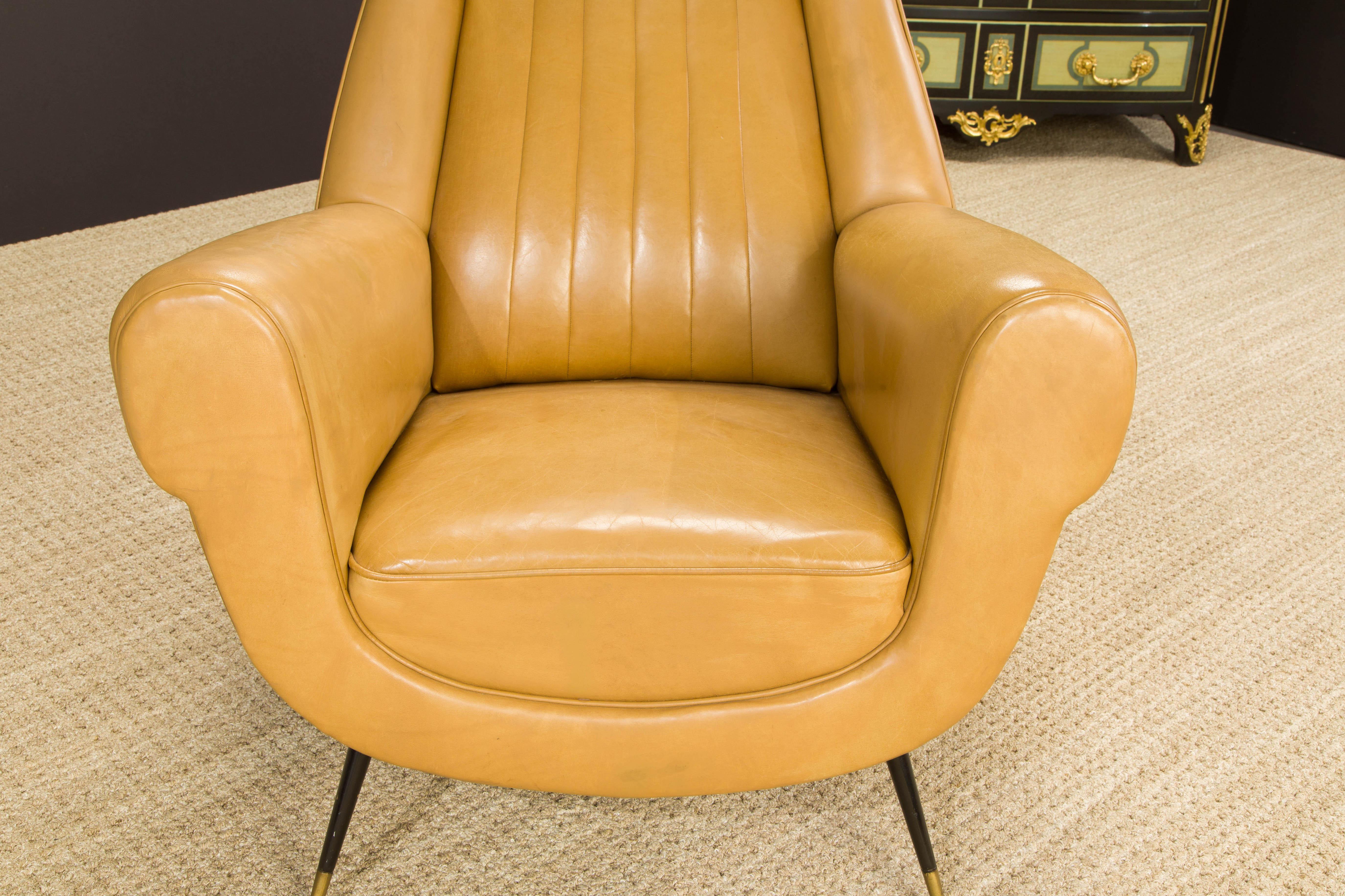 Pair of Gigi Radice for Minotti Leather Wingback Lounge Chairs, Italy, c. 1950s 8