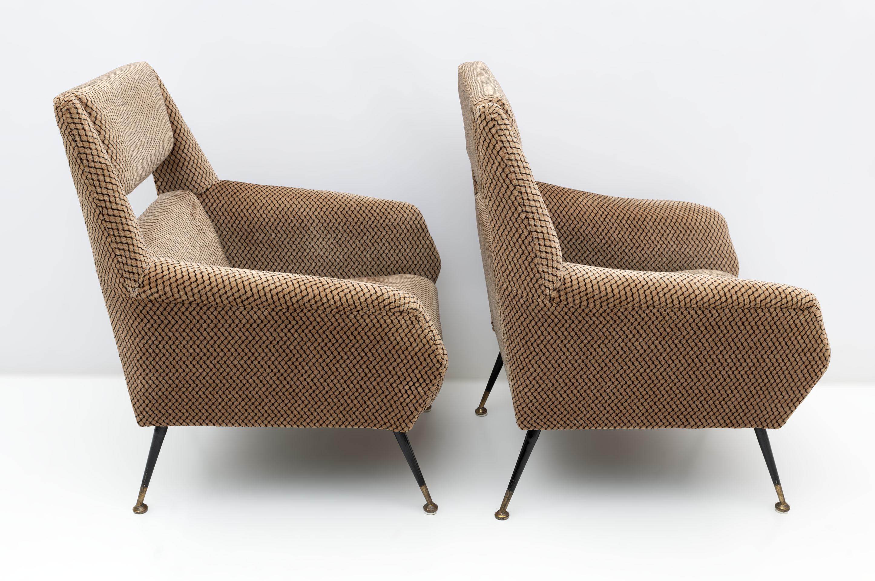 Metal Pair of Gigi Radice Mid-Century Modern Armchairs for Minotti Italia, 1950s For Sale