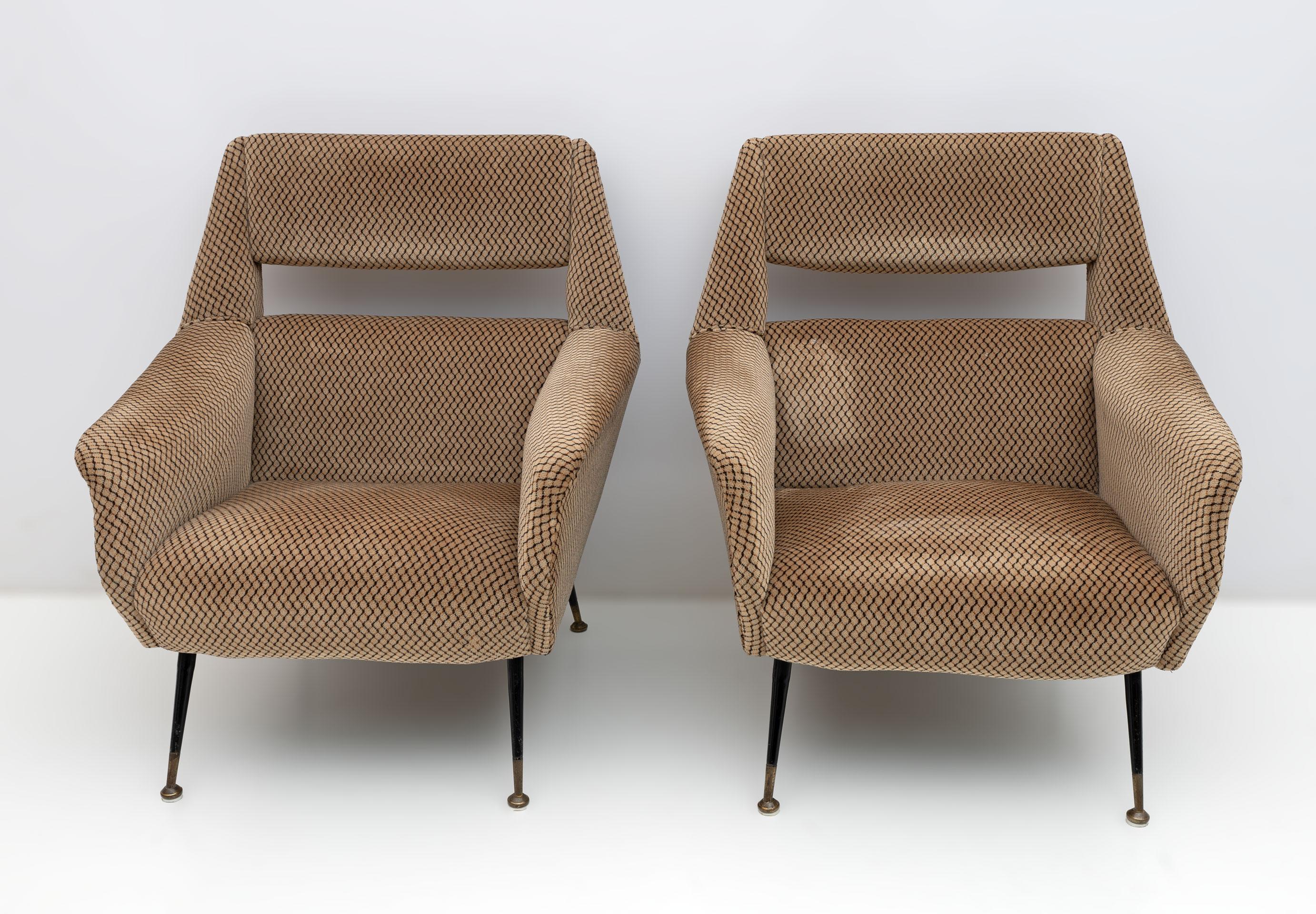 Pair of Gigi Radice Mid-Century Modern Armchairs for Minotti Italia, 1950s For Sale 2