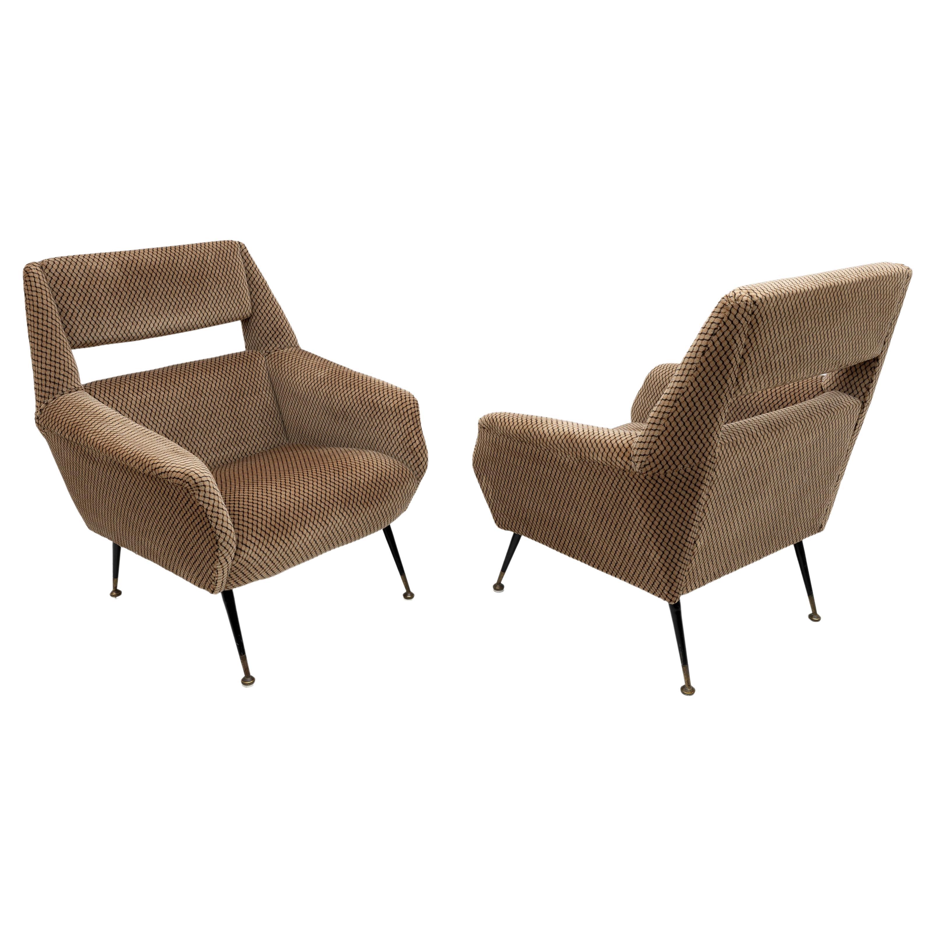 Pair of Gigi Radice Mid-Century Modern Armchairs for Minotti Italia, 1950s For Sale