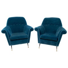 Pair of Gigi Radice Mid-Century Modern Italian Armchairs for Minotti, 1950s