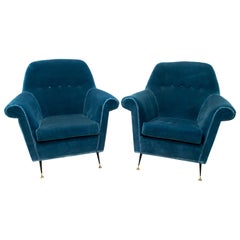 Pair of Gigi Radice Mid-Century Modern Italian Armchairs for Minotti, 1950s