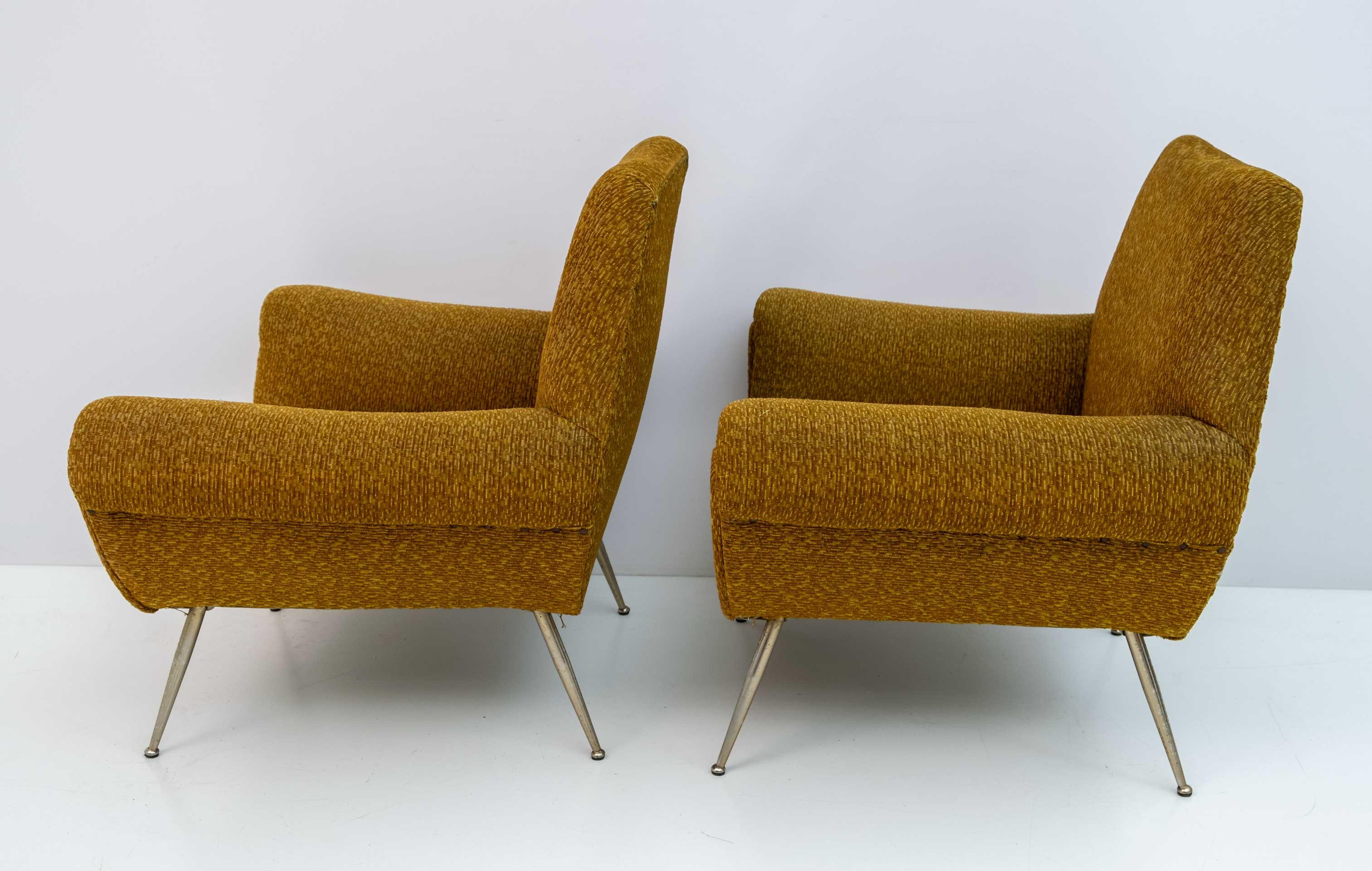 Pair of Gigi Radice Mid-Century Modern Italian Armchairs for Minotti, 50s 1