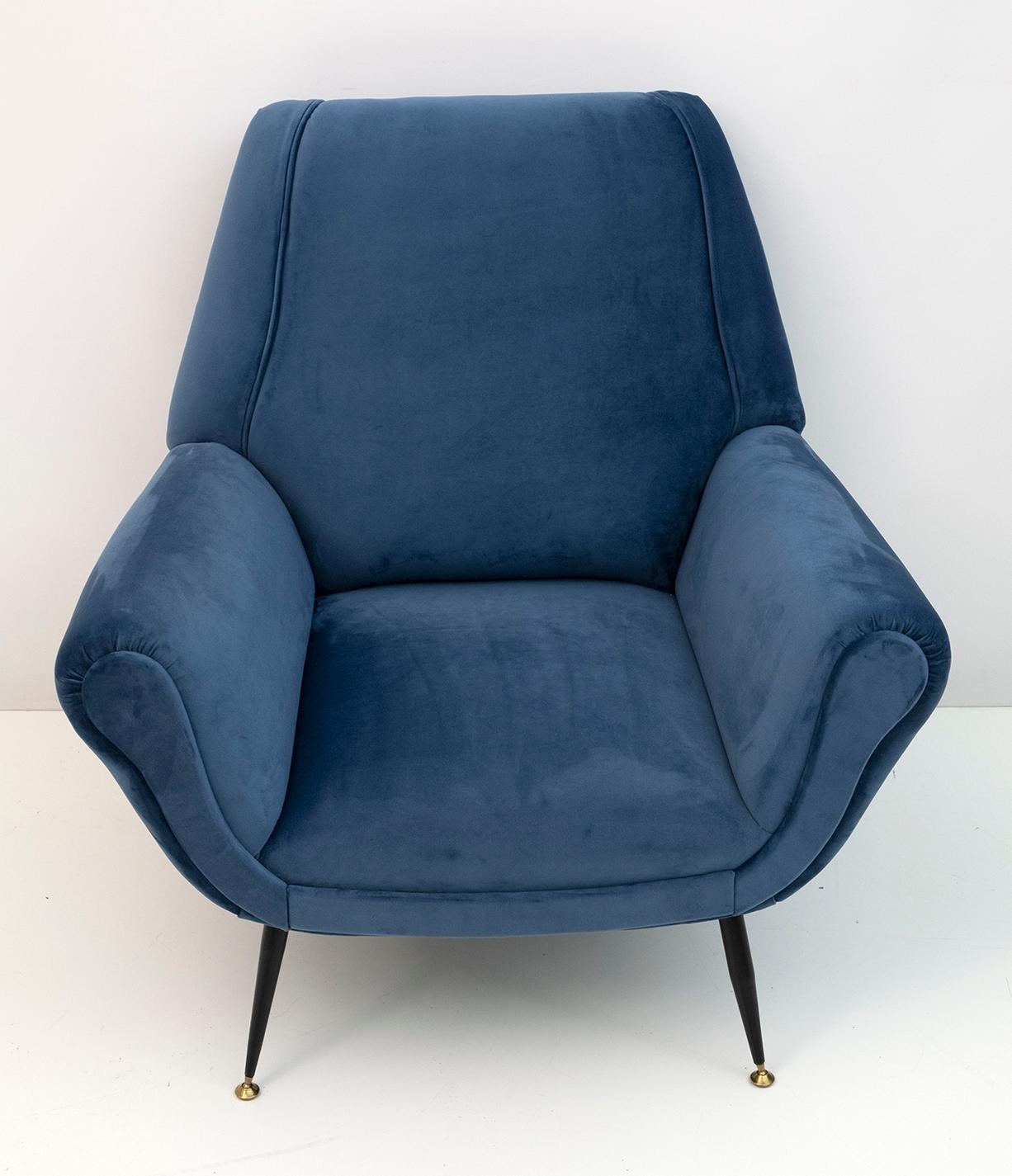 Gigi Radice Mid-Century Modern Italian Velvet Armchair for Minotti, 1950s 1