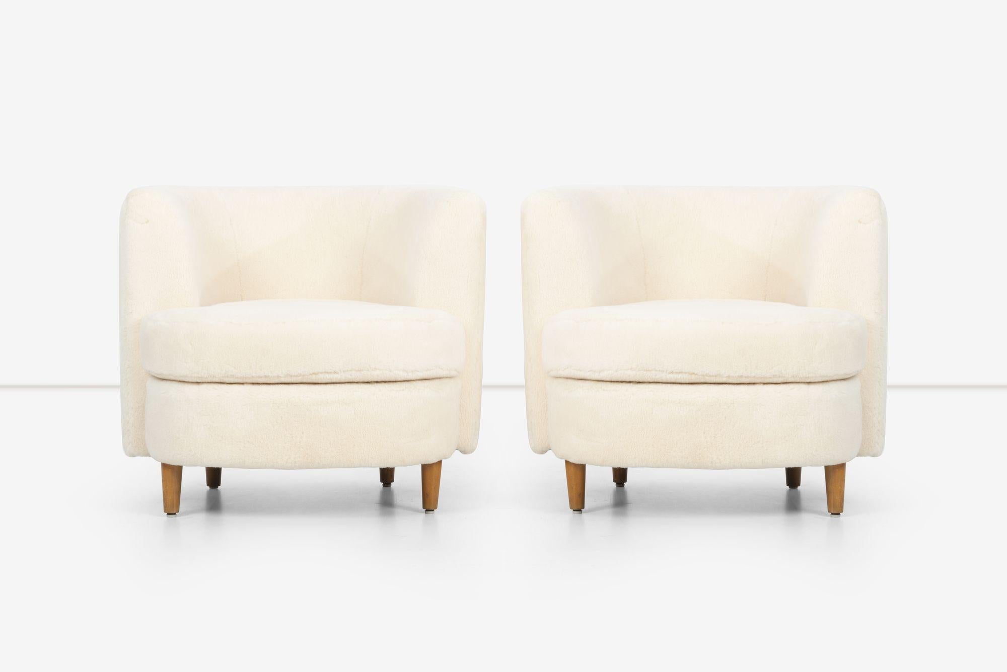 Appliqué Pair of Gilbert Rohde Attributed Cloud Form Lounge Chairs 1940's For Sale