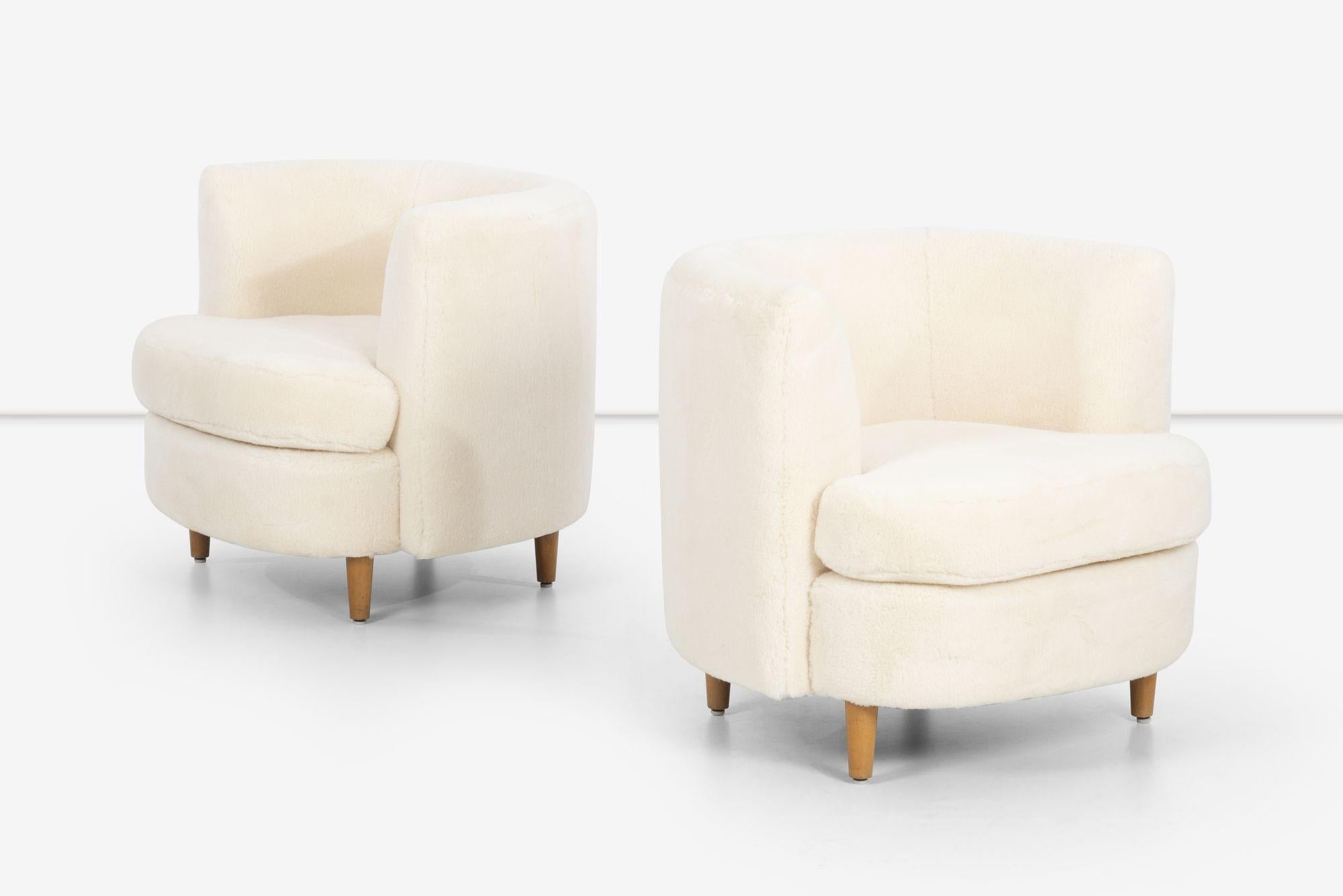 Pair of Gilbert Rohde Attributed Cloud Form Lounge Chairs 1940's In Good Condition For Sale In Chicago, IL
