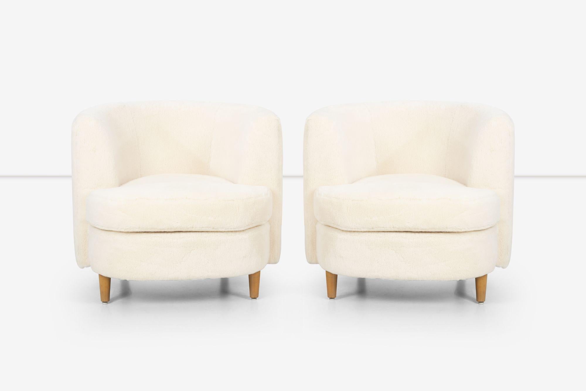 Wool Pair of Gilbert Rohde Attributed Cloud Form Lounge Chairs 1940's For Sale