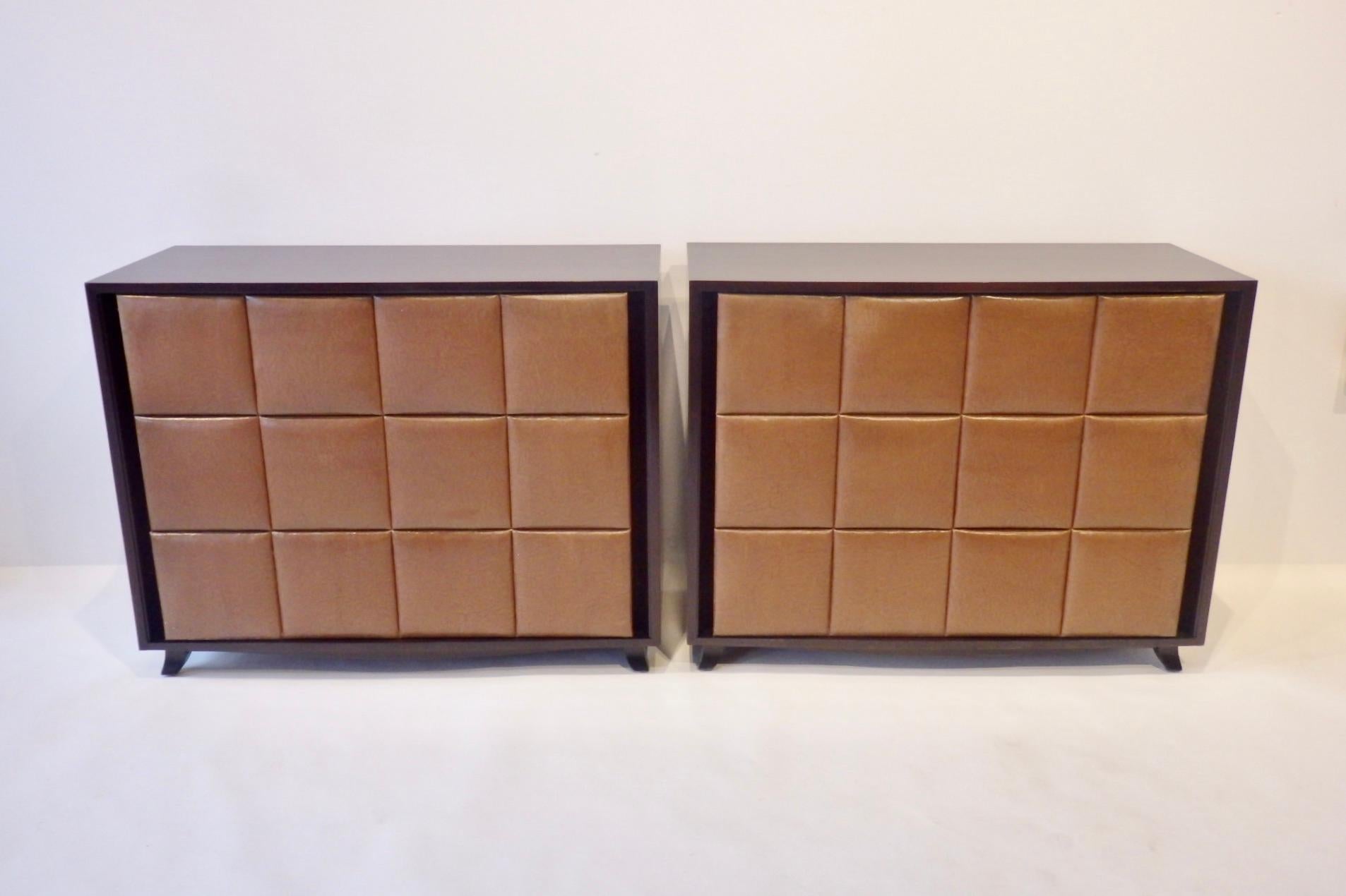 Pair of Gilbert Rohde for Herman Miller Padded Front American Art Deco Chests 9