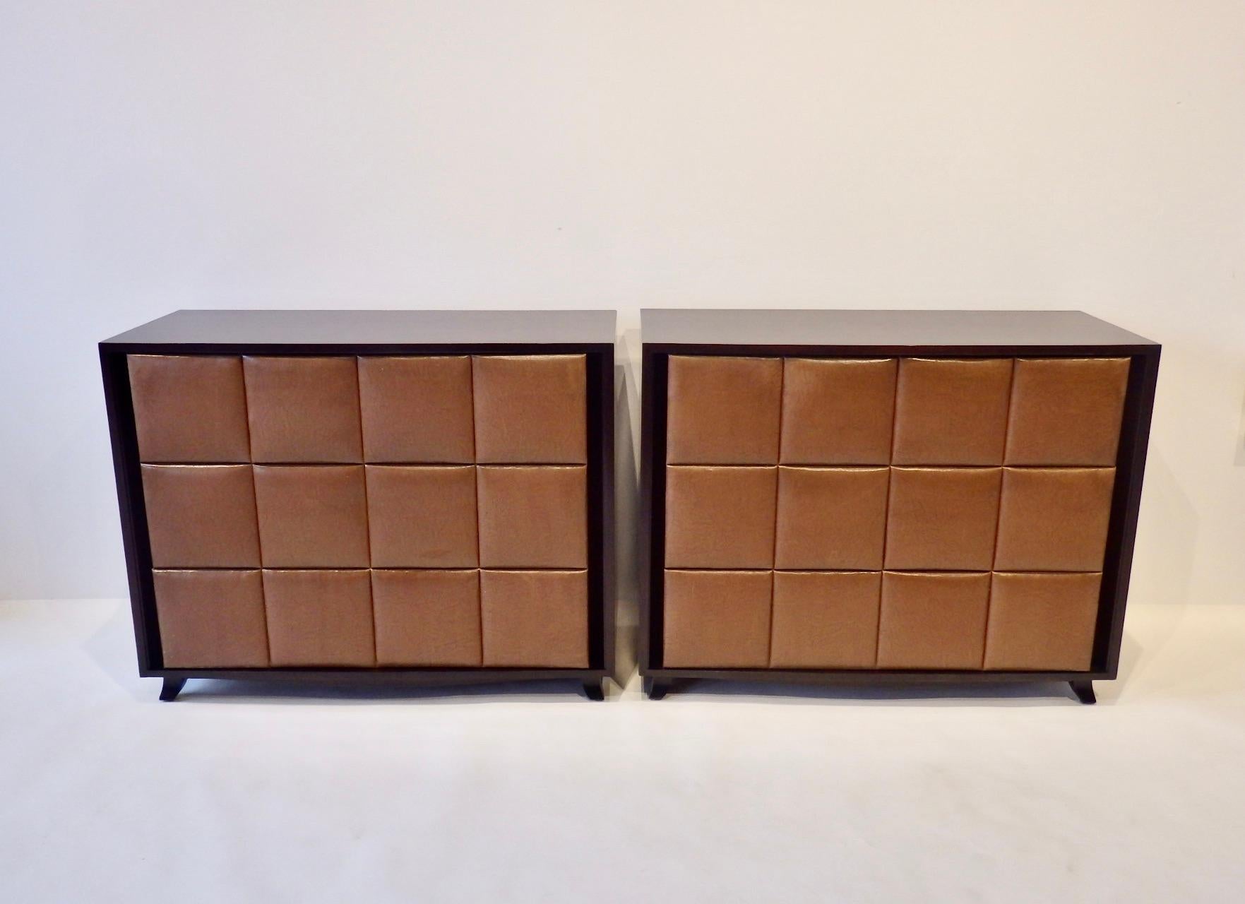 Pair of Gilbert Rohde for Herman Miller Padded Front American Art Deco Chests In Good Condition In Ferndale, MI