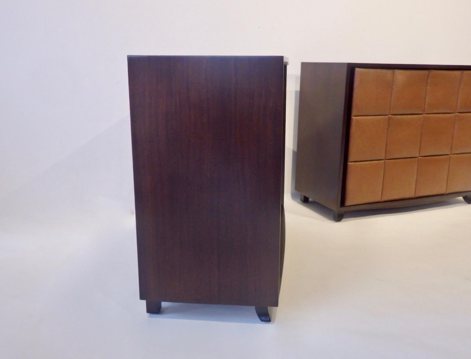 Pair of Gilbert Rohde for Herman Miller Padded Front American Art Deco Chests 3