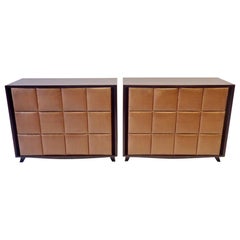 Pair of Gilbert Rohde for Herman Miller Padded Front American Art Deco Chests