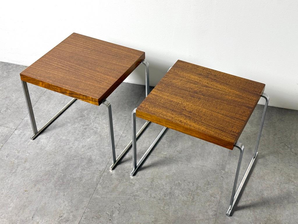 Pair of Gilbert Rohde for Herman Miller Rare End Tables in Laurel & Steel 1930s (Bauhaus) im Angebot