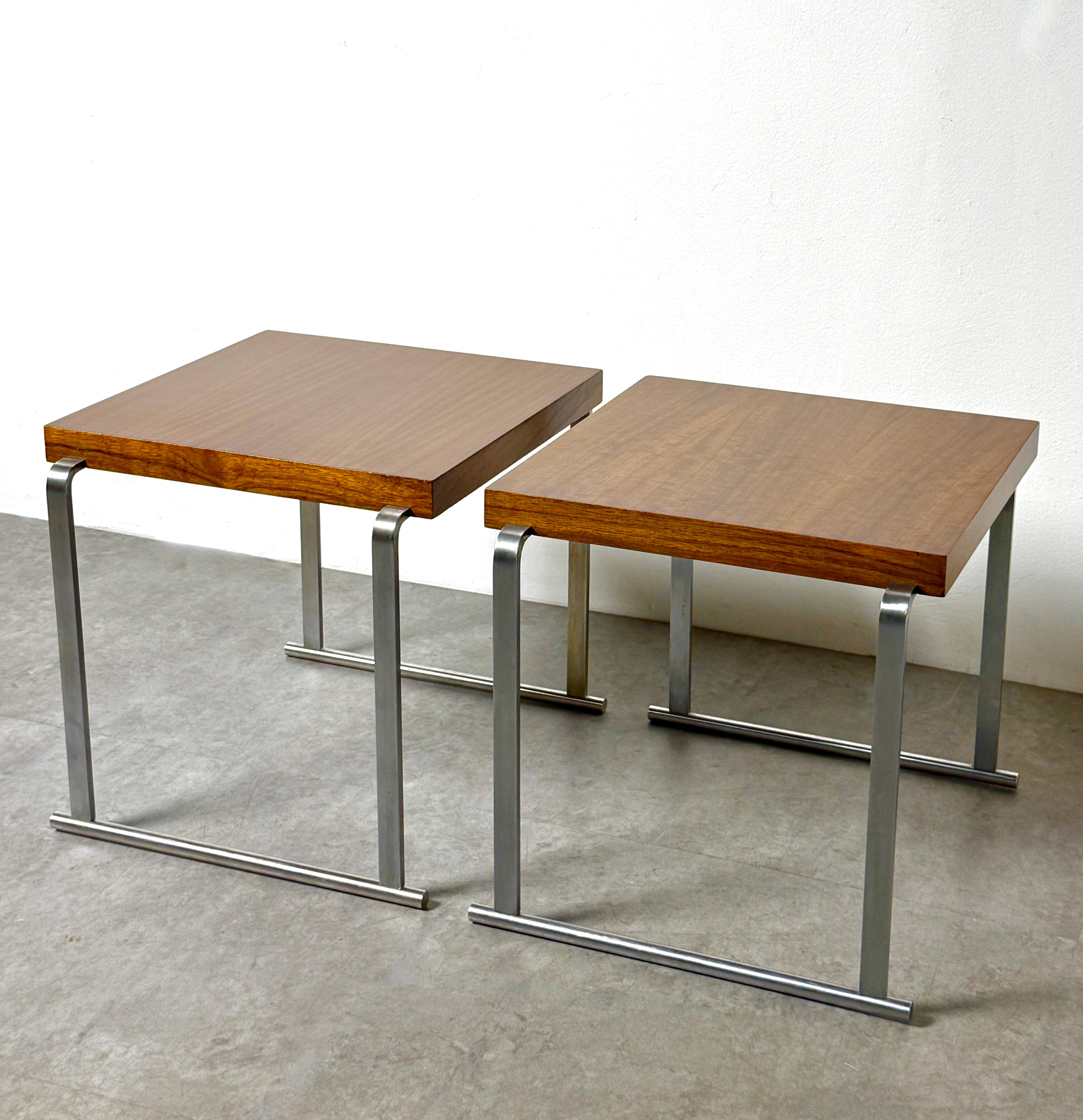 Pair of Gilbert Rohde for Herman Miller Rare End Tables in Laurel & Steel 1930s (Stahl) im Angebot