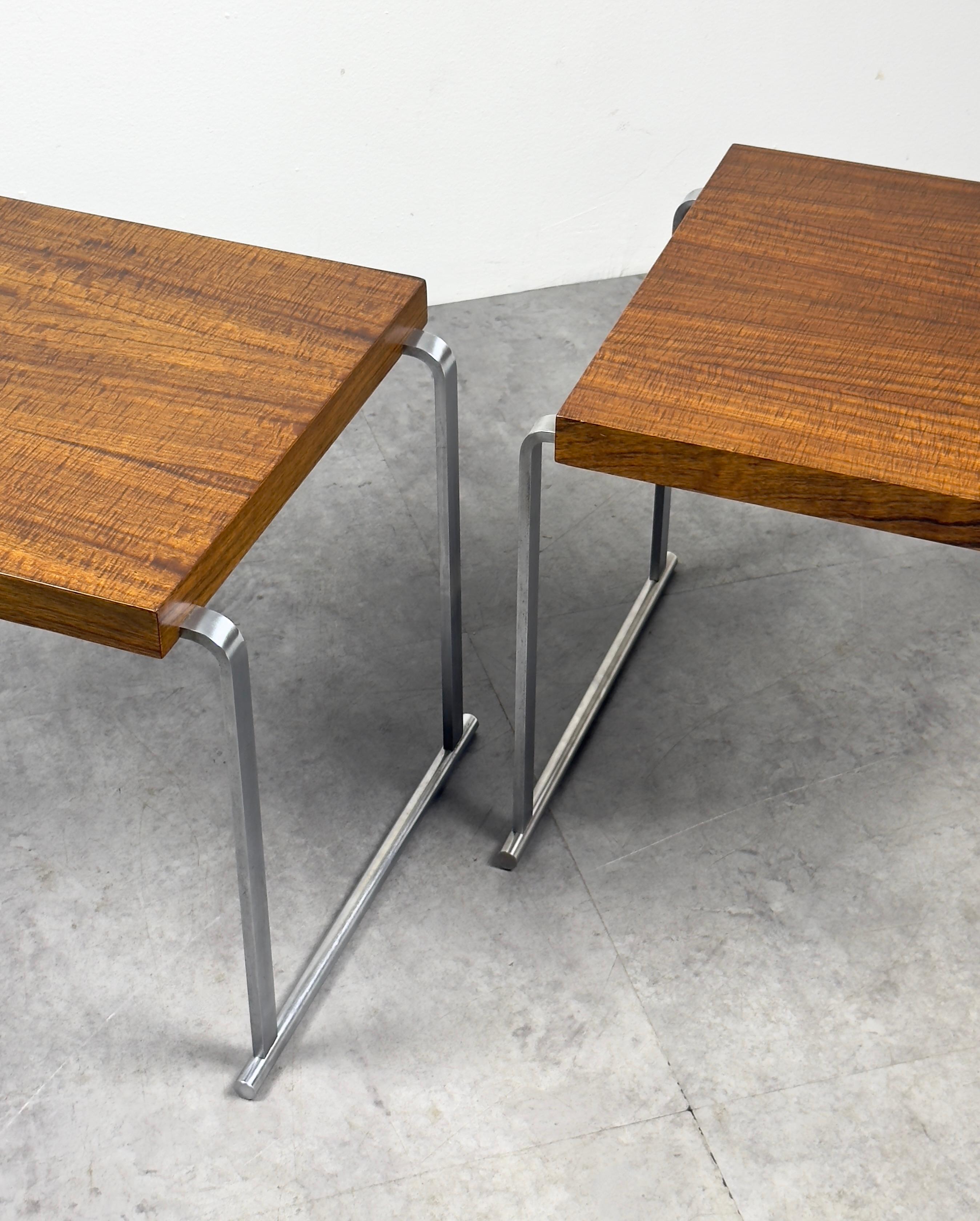 Pair of Gilbert Rohde for Herman Miller Rare End Tables in Laurel & Steel 1930s im Angebot 2
