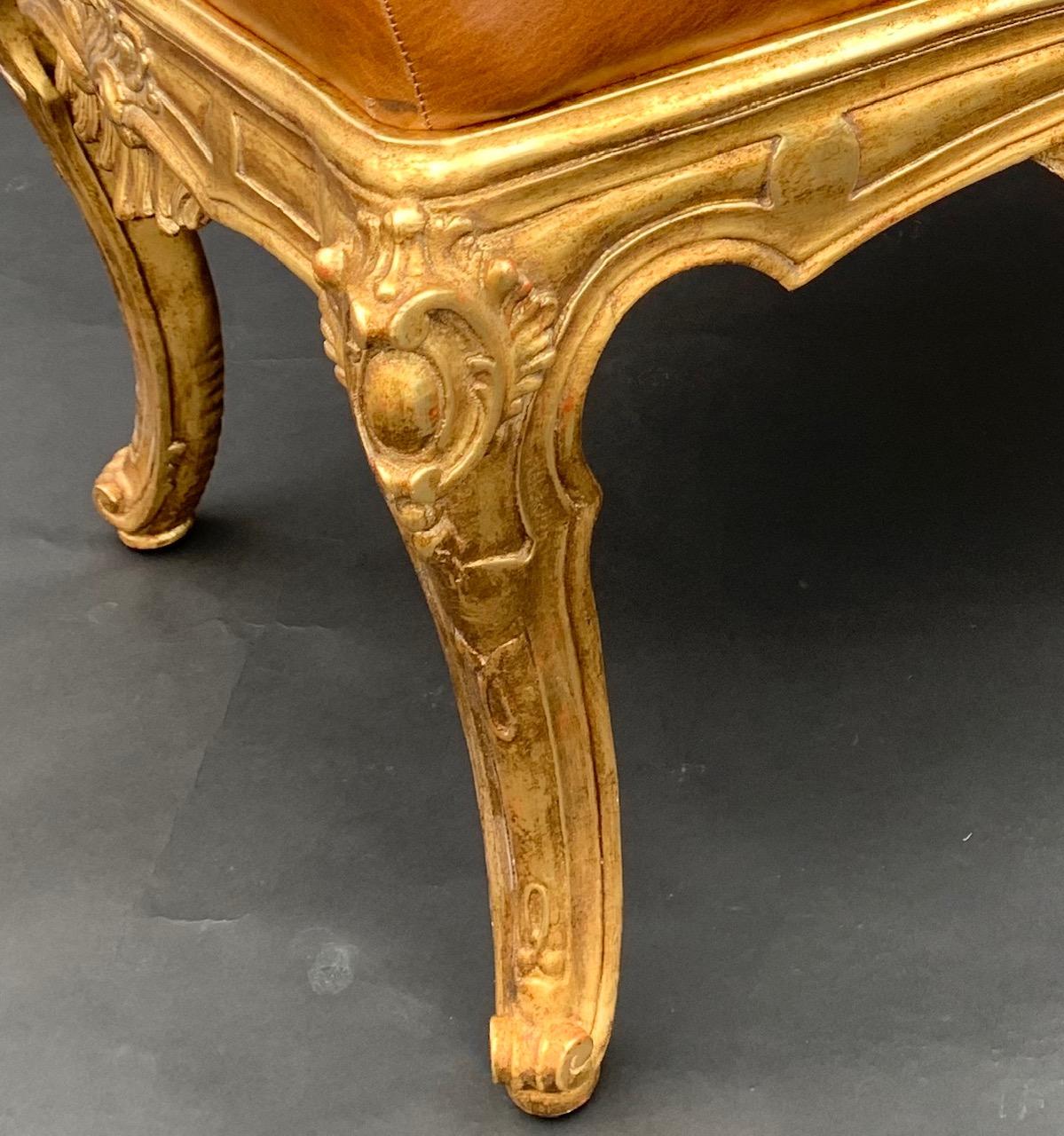 Italian Pair of Gild Hand Carved Benches For Sale