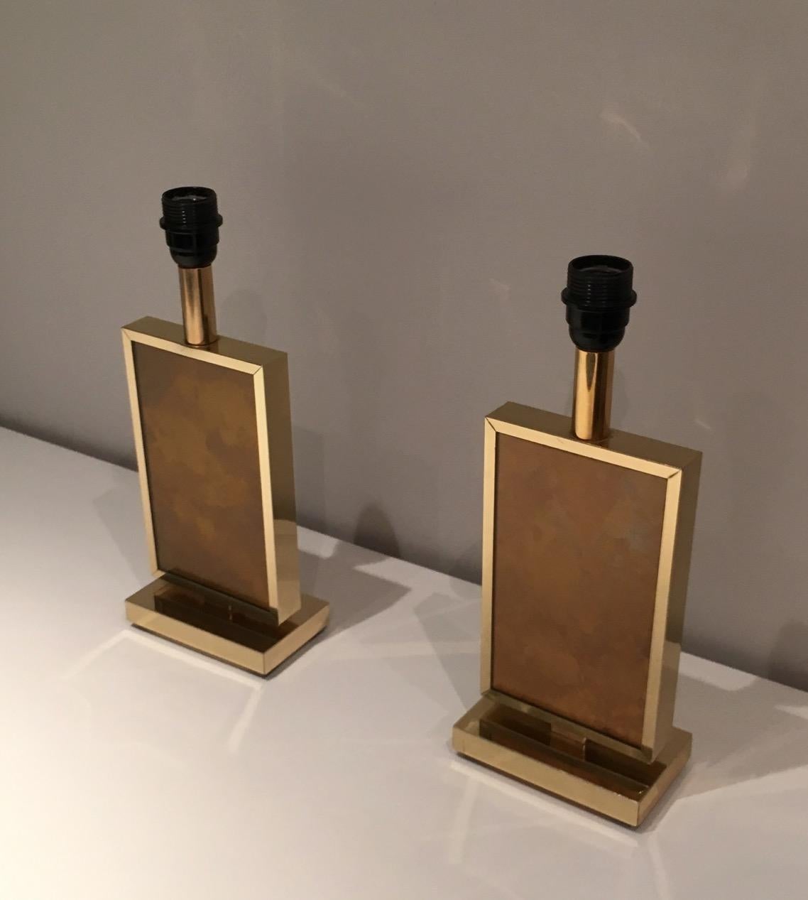 Pair of Gild Lamps, in the Style of Aldo Tura, circa 1970 2