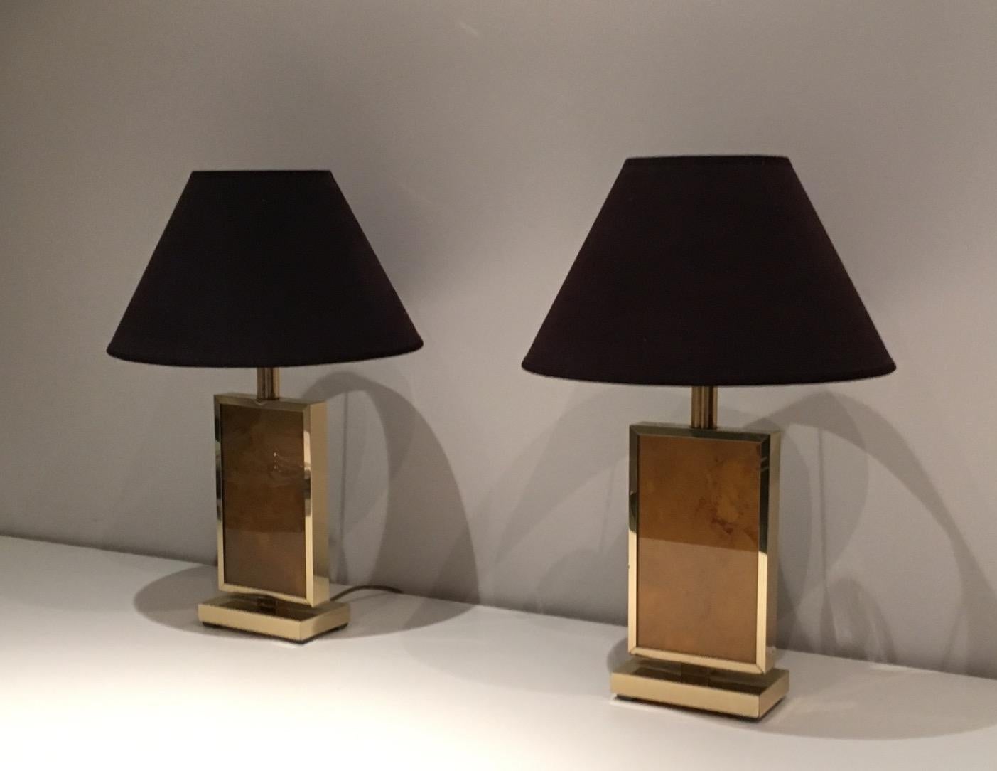 Pair of Gild Lamps, in the Style of Aldo Tura, circa 1970 6
