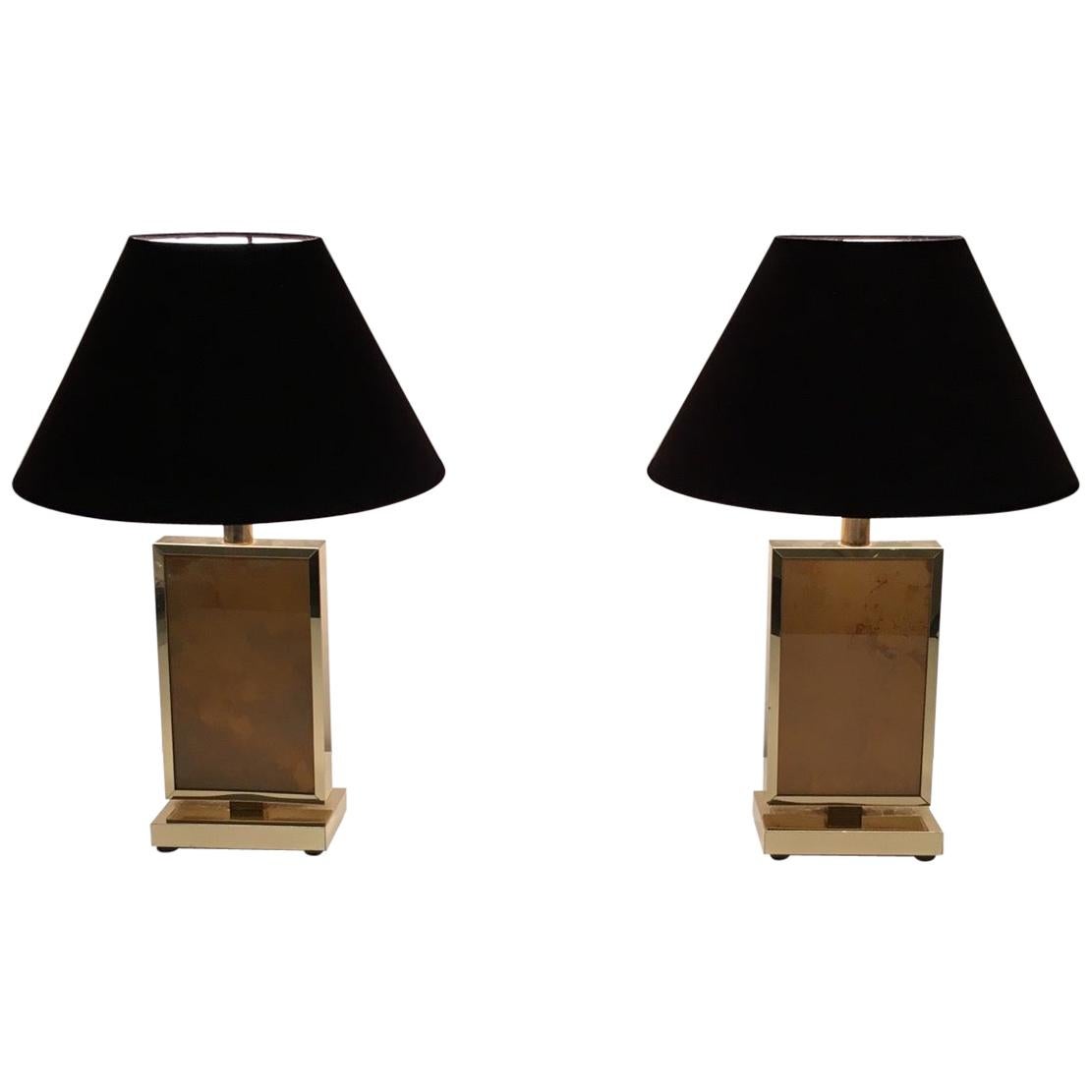 Pair of Gild Lamps, in the Style of Aldo Tura, circa 1970