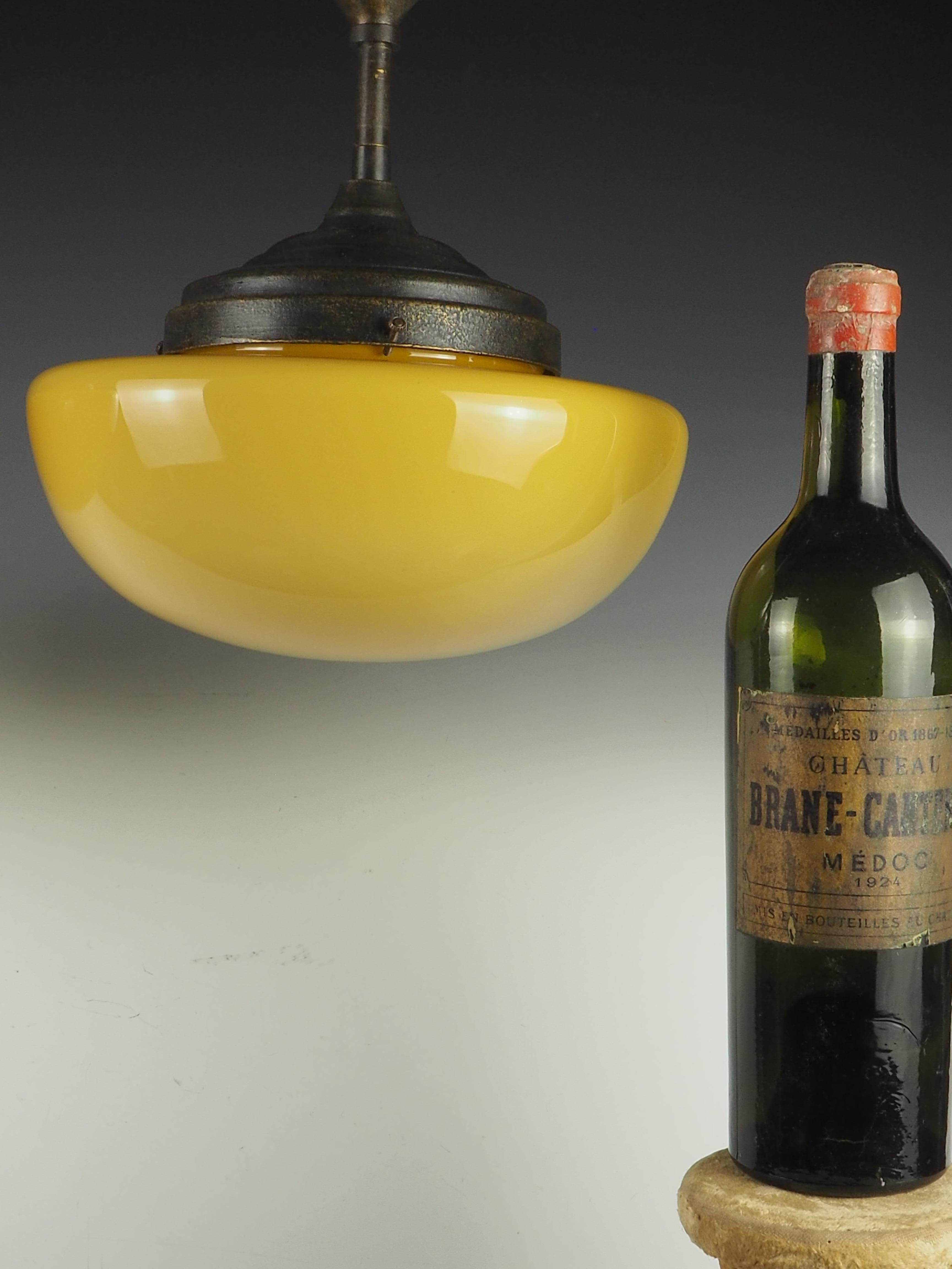 German Pair of Gilde Handwerk Ceiling Opaline Pendants For Sale