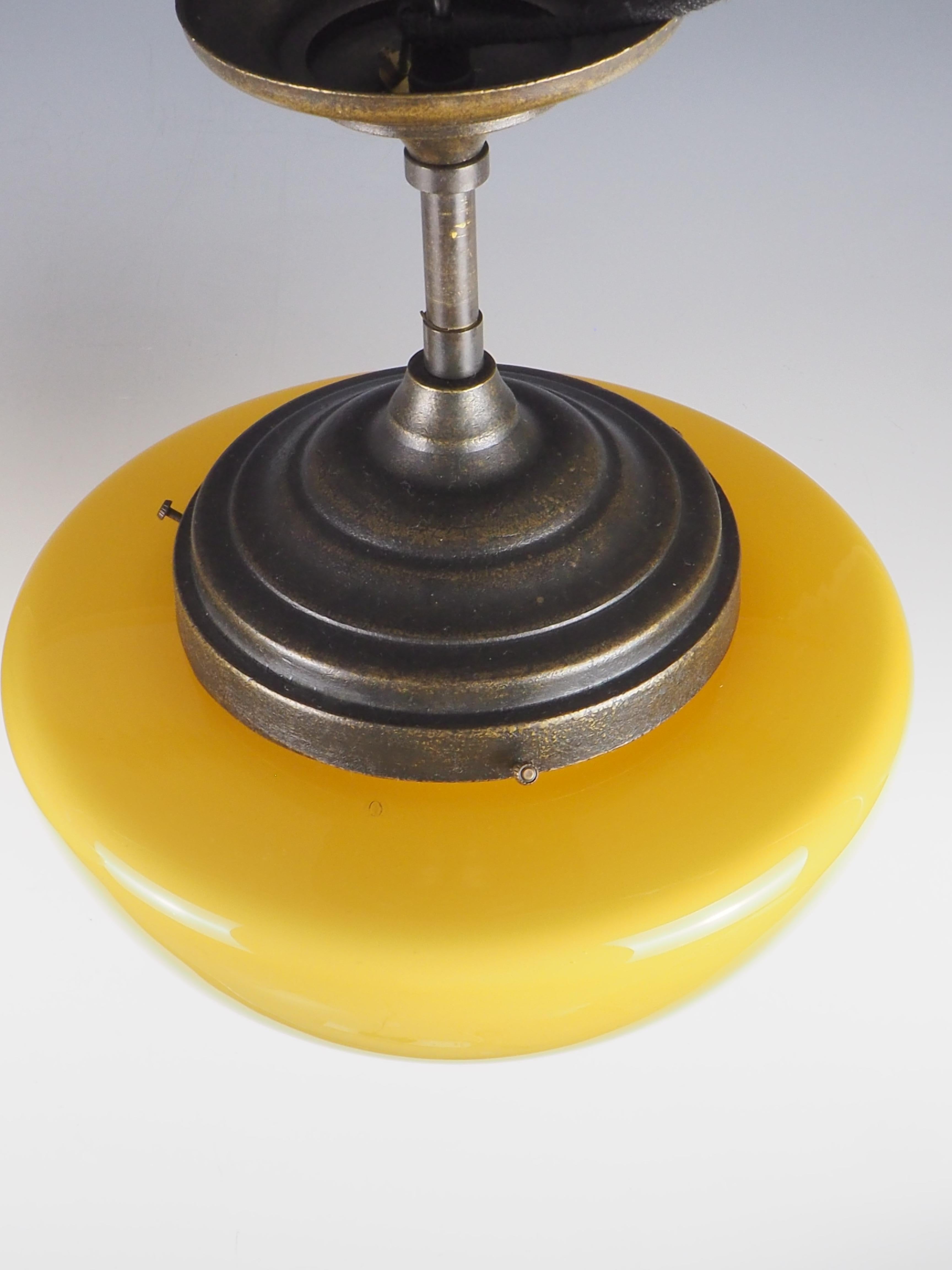 Pair of Gilde Handwerk Ceiling Opaline Pendants For Sale 1