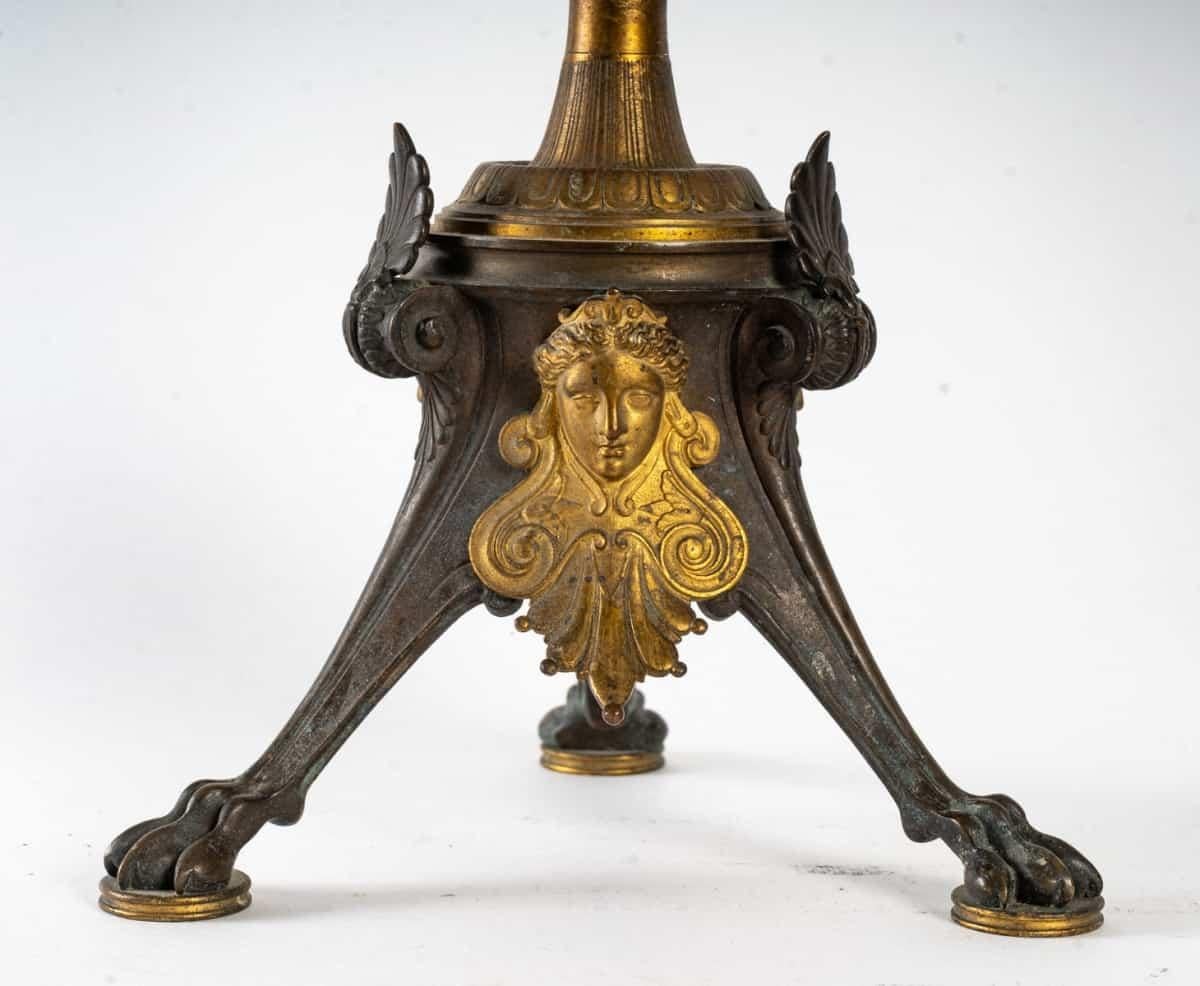 Napoleon III Pair of Gilded and Patinated Candlesticks