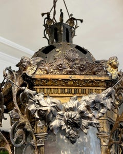 Pair of gilded and stamped copper lanterns, 19th century, Venice, Italy