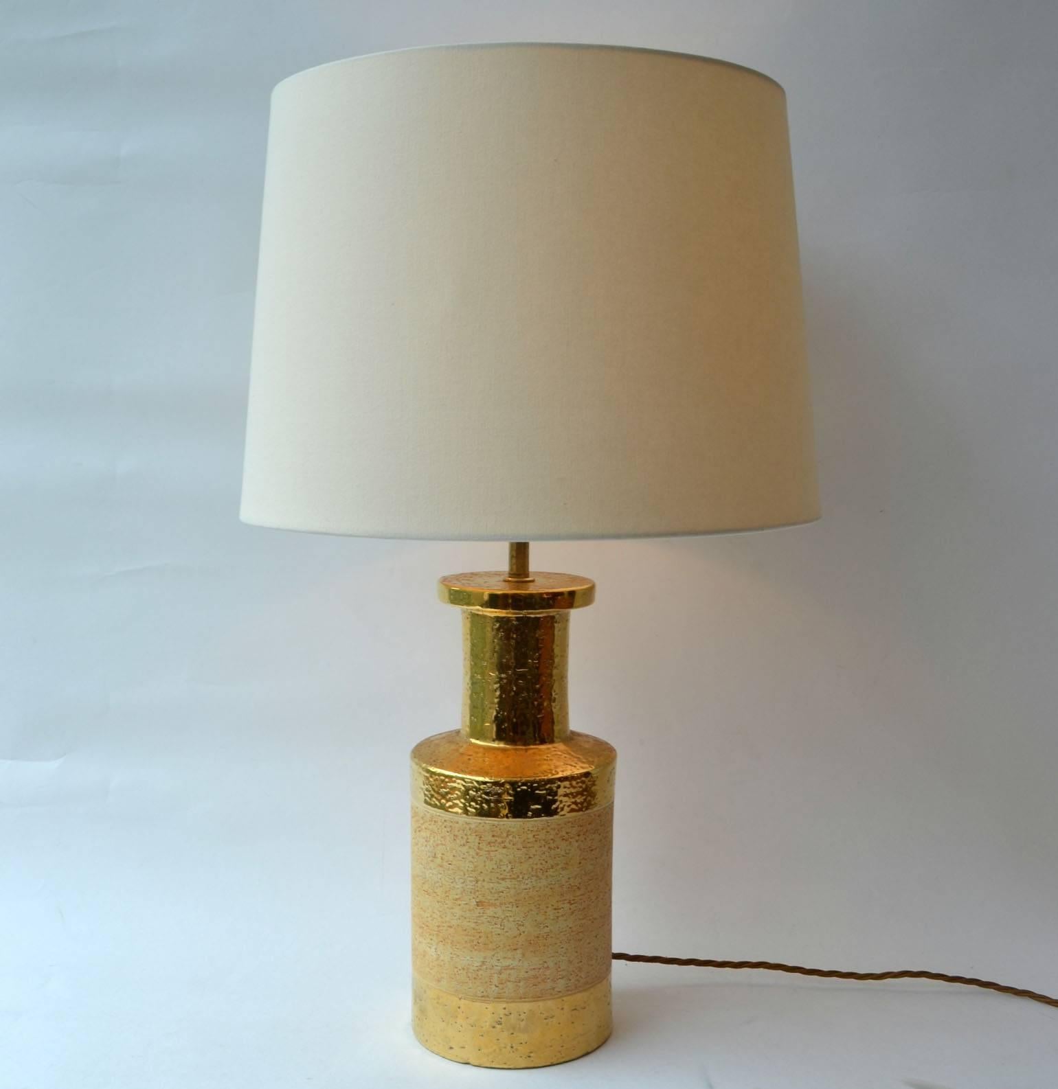 Pair of Bitossi Gilded Stoneware Ceramic Table Lamps, Italy 1970s For Sale 10