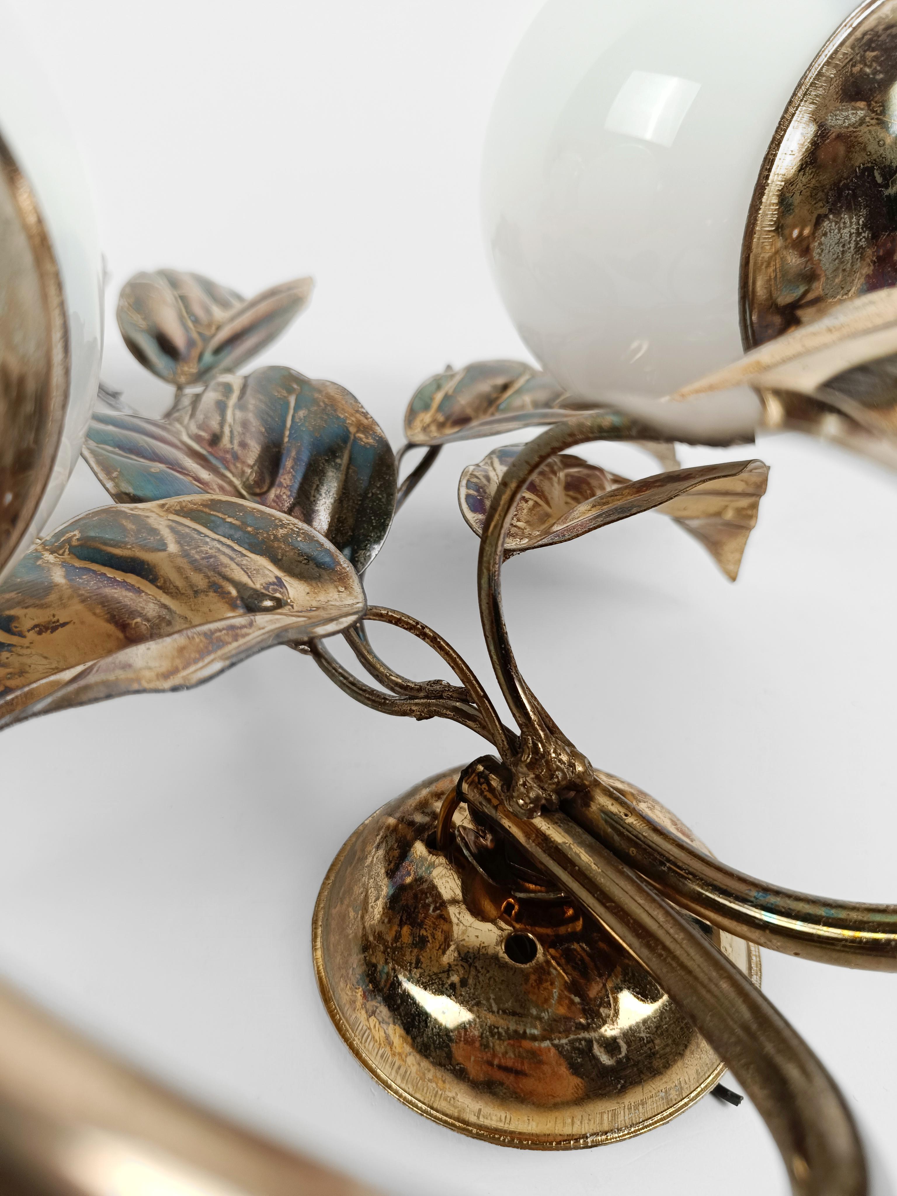 Pair of Gilded and White Opaline Wall Lights Sconces in the style of Hans Kögl  For Sale 10