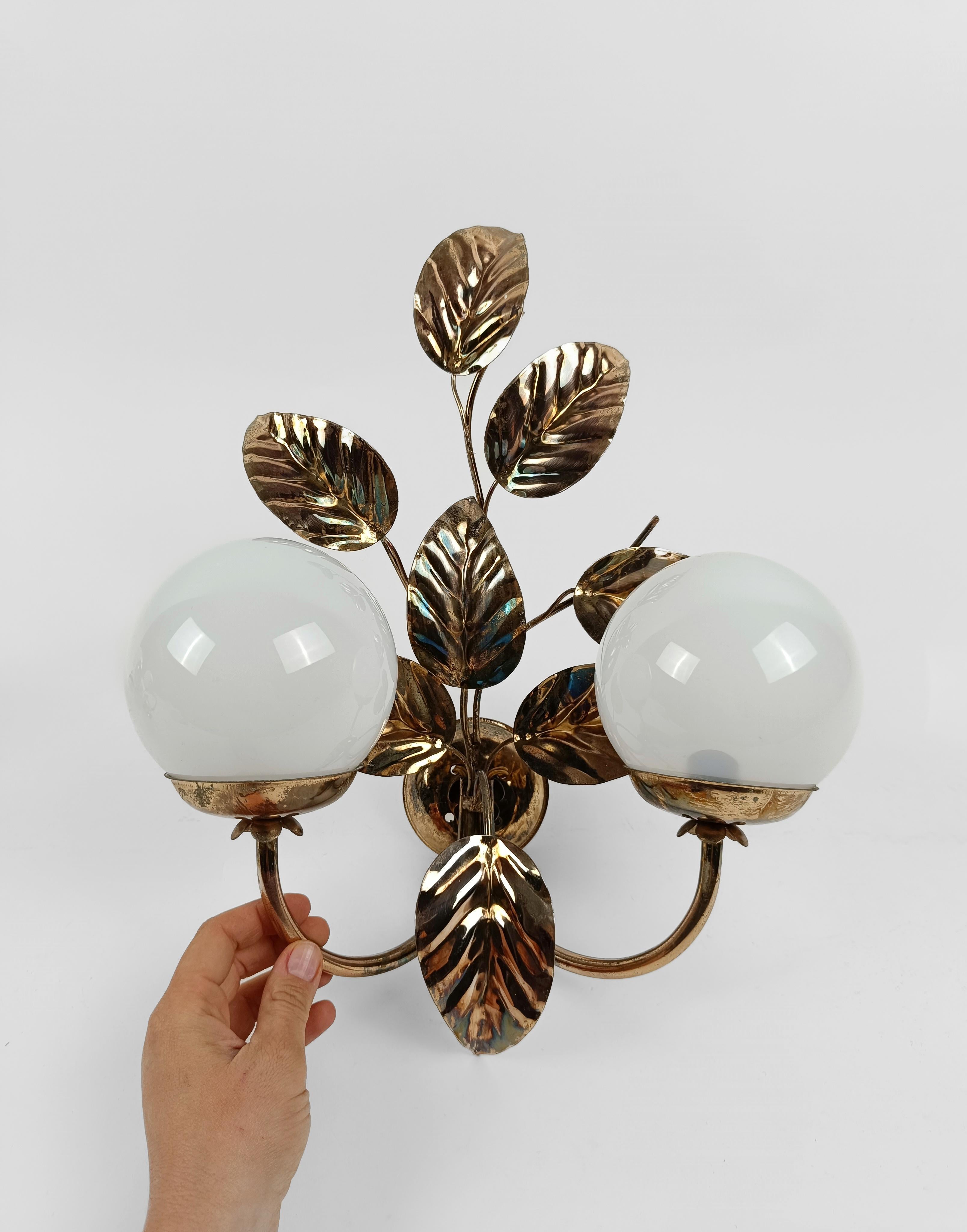 Pair of Gilded and White Opaline Wall Lights Sconces in the style of Hans Kögl  For Sale 2