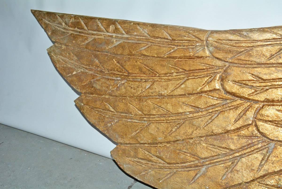 Folk Art Pair of Gilded Angel Wings