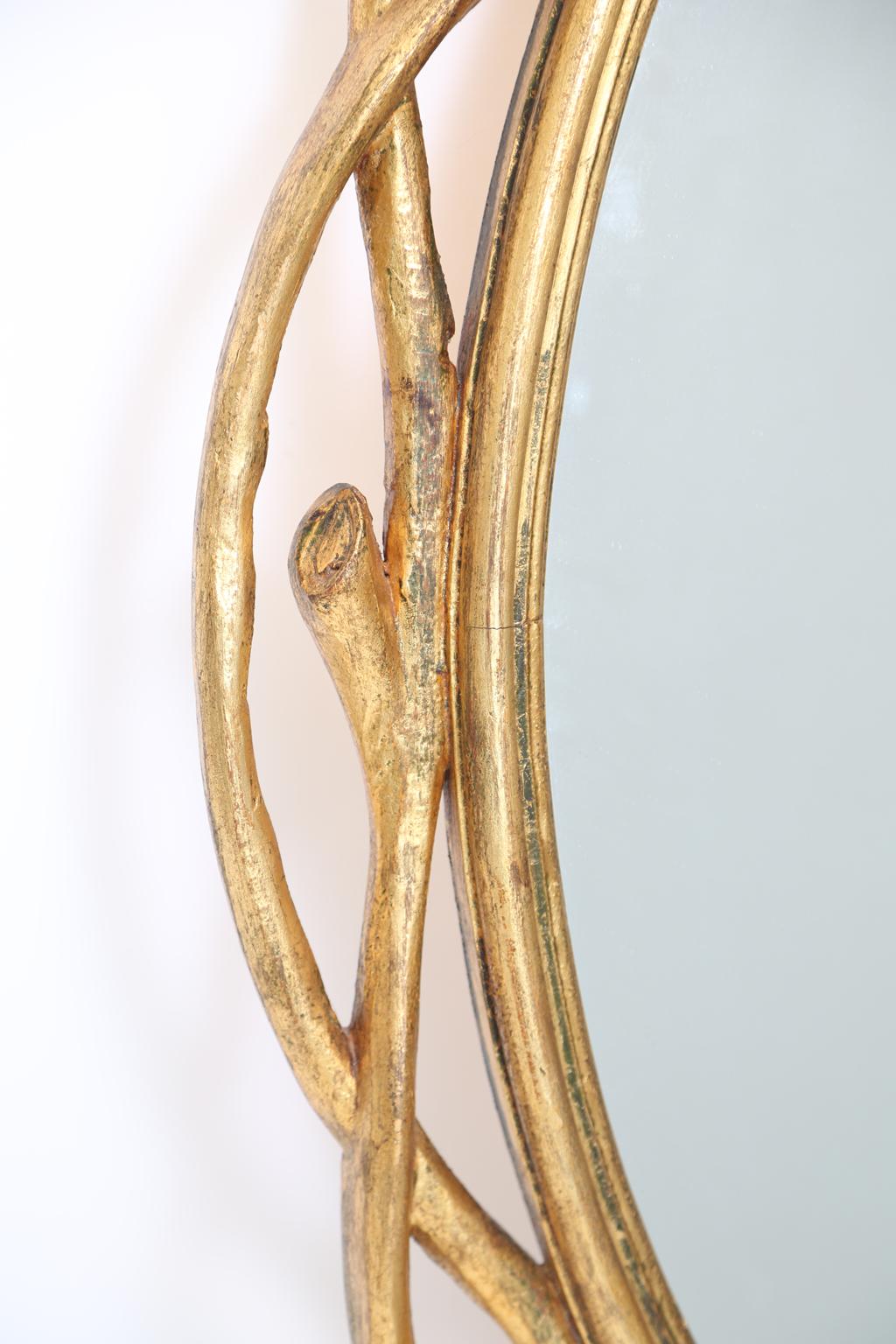 20th Century Pair of Gilded Arboreal Mirrors