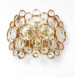 Pair of Gilded Brass and Crystal Sconce, Sciolari Design, Palwa, Germany, 1960s