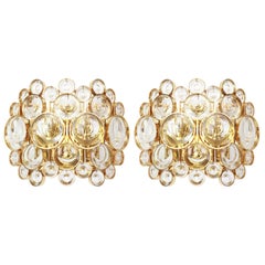 Pair of Gilded Brass and Crystal Sconce, Sciolari Design, Palwa, Germany, 1960s