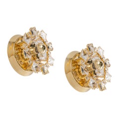Pair of Gilded Brass Crystal Wall Lights by Palwa, Germany, 1960s