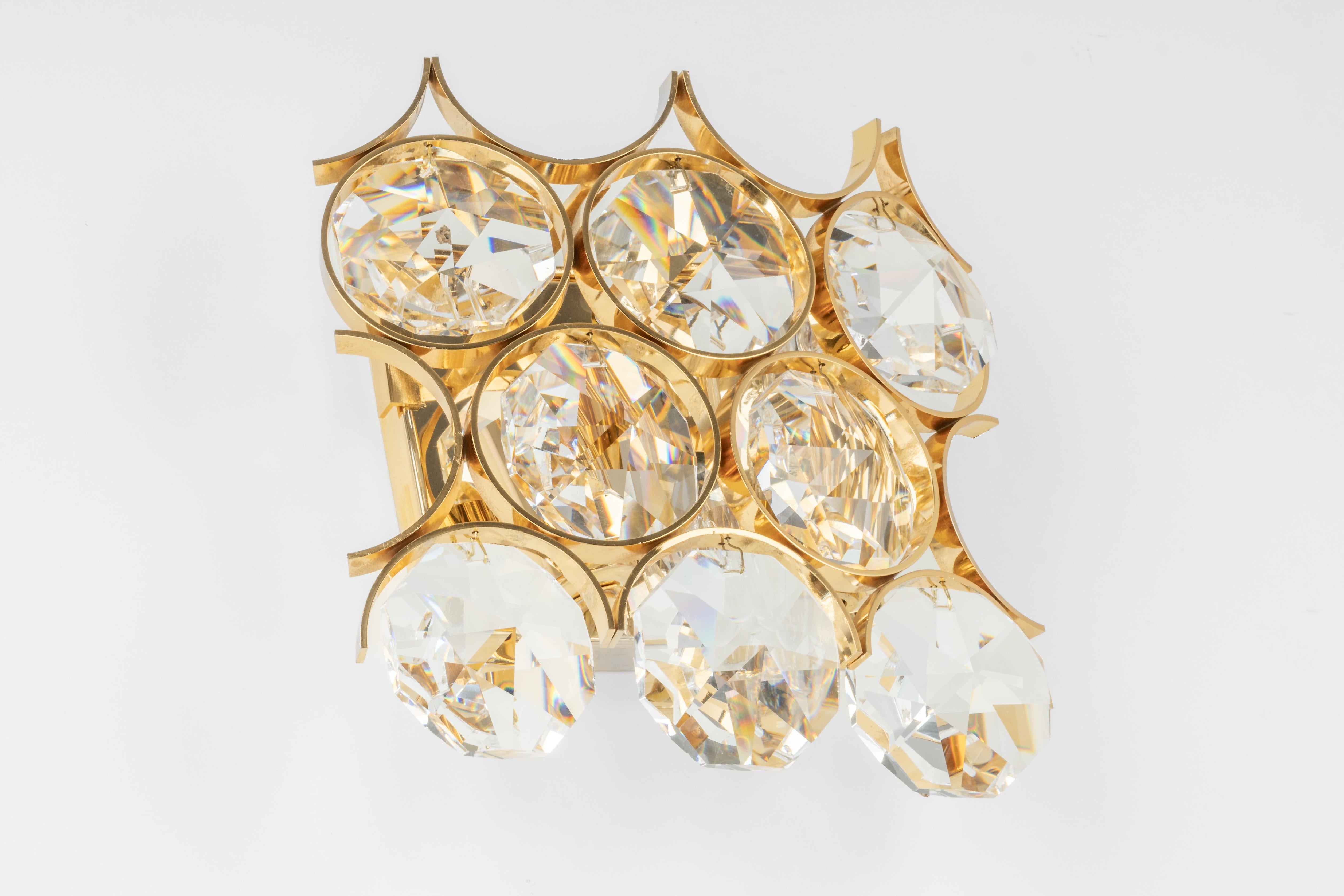 1 of 2 Pairs of Crystal Wall Lights, Sciolari Design, Palwa, Germany, 1960s In Good Condition For Sale In Aachen, NRW