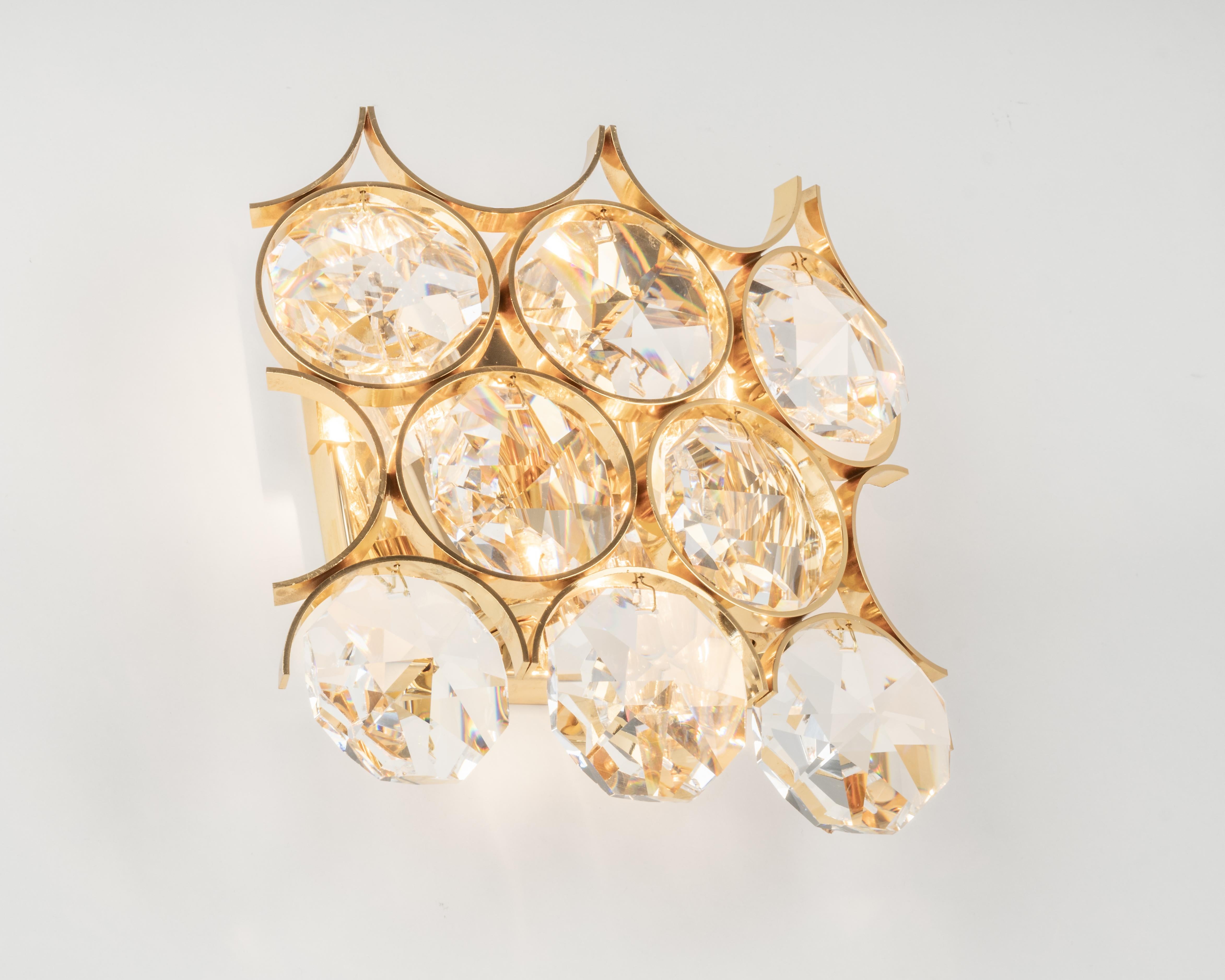 1 of 2 Pairs of Crystal Wall Lights, Sciolari Design, Palwa, Germany, 1960s For Sale 2