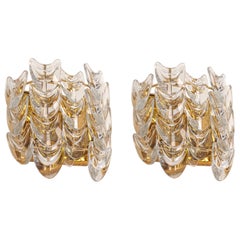 Pair of Gilded Brass Crystal Wall Lights, Sciolari Design, Palwa, Germany, 1960s