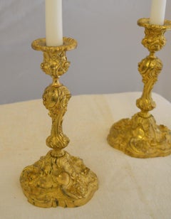 Pair of Gilded Bronze Candlesticks