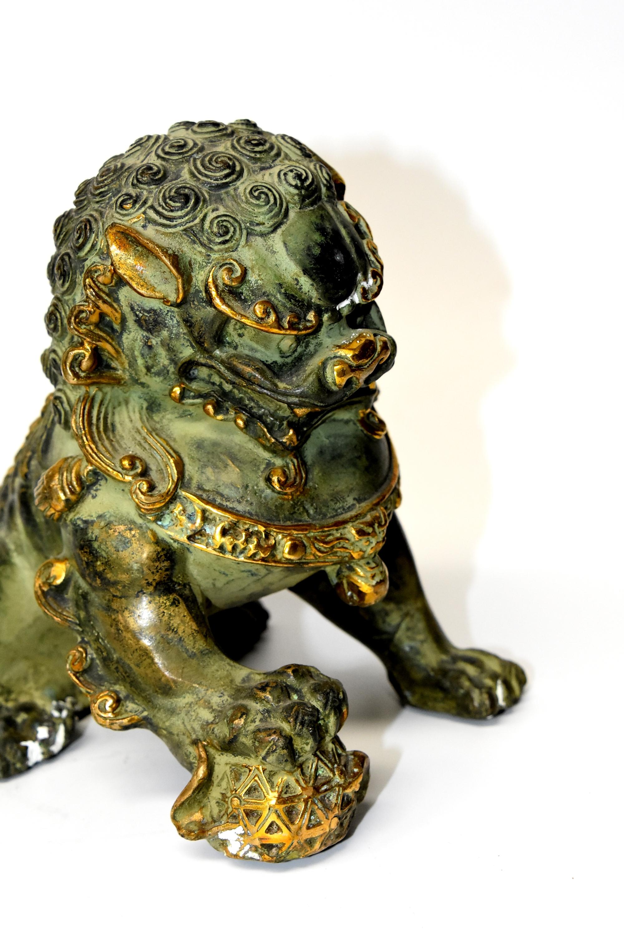 Pair of Gilded Bronze Foo Dogs 5