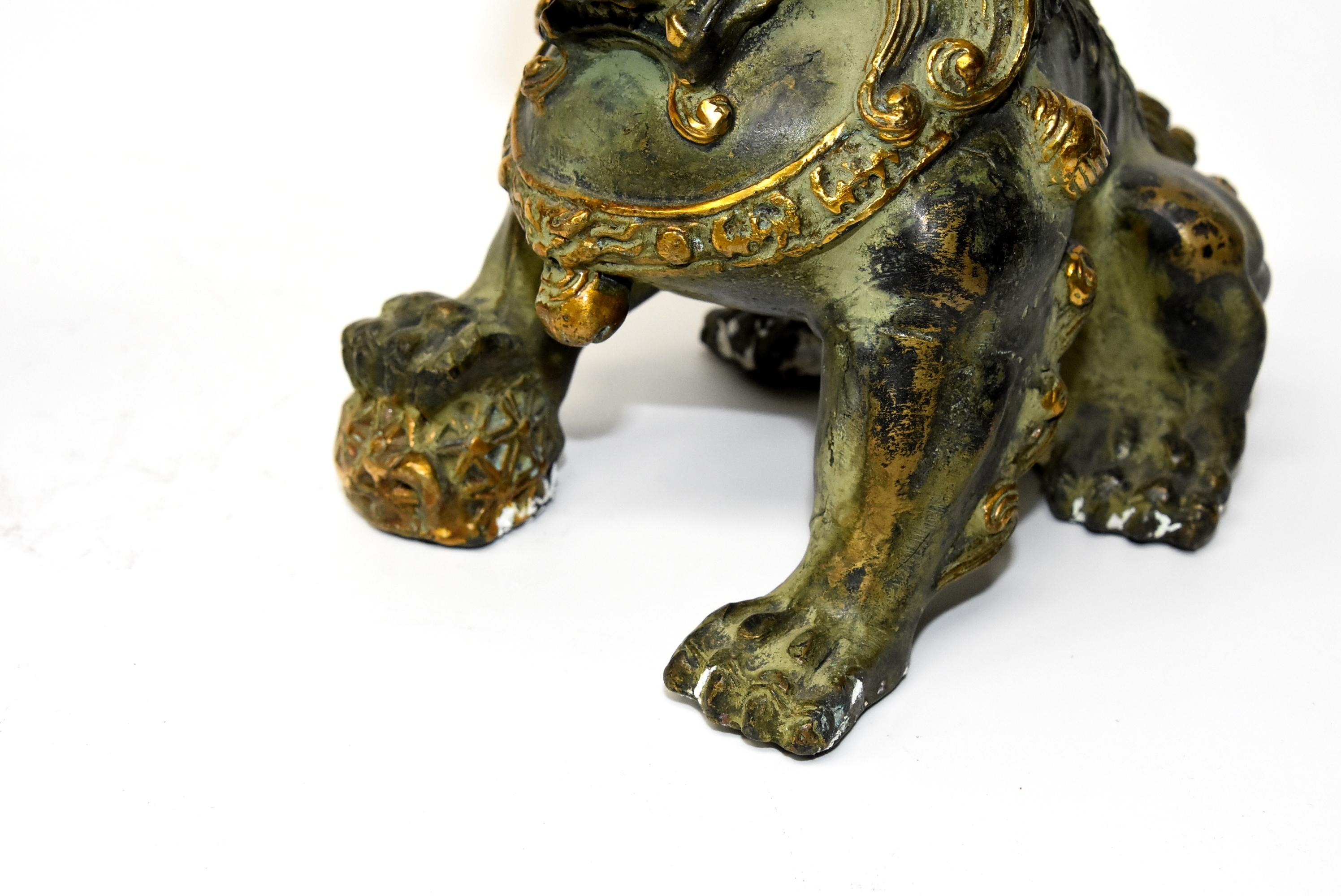 Pair of Gilded Bronze Foo Dogs 7