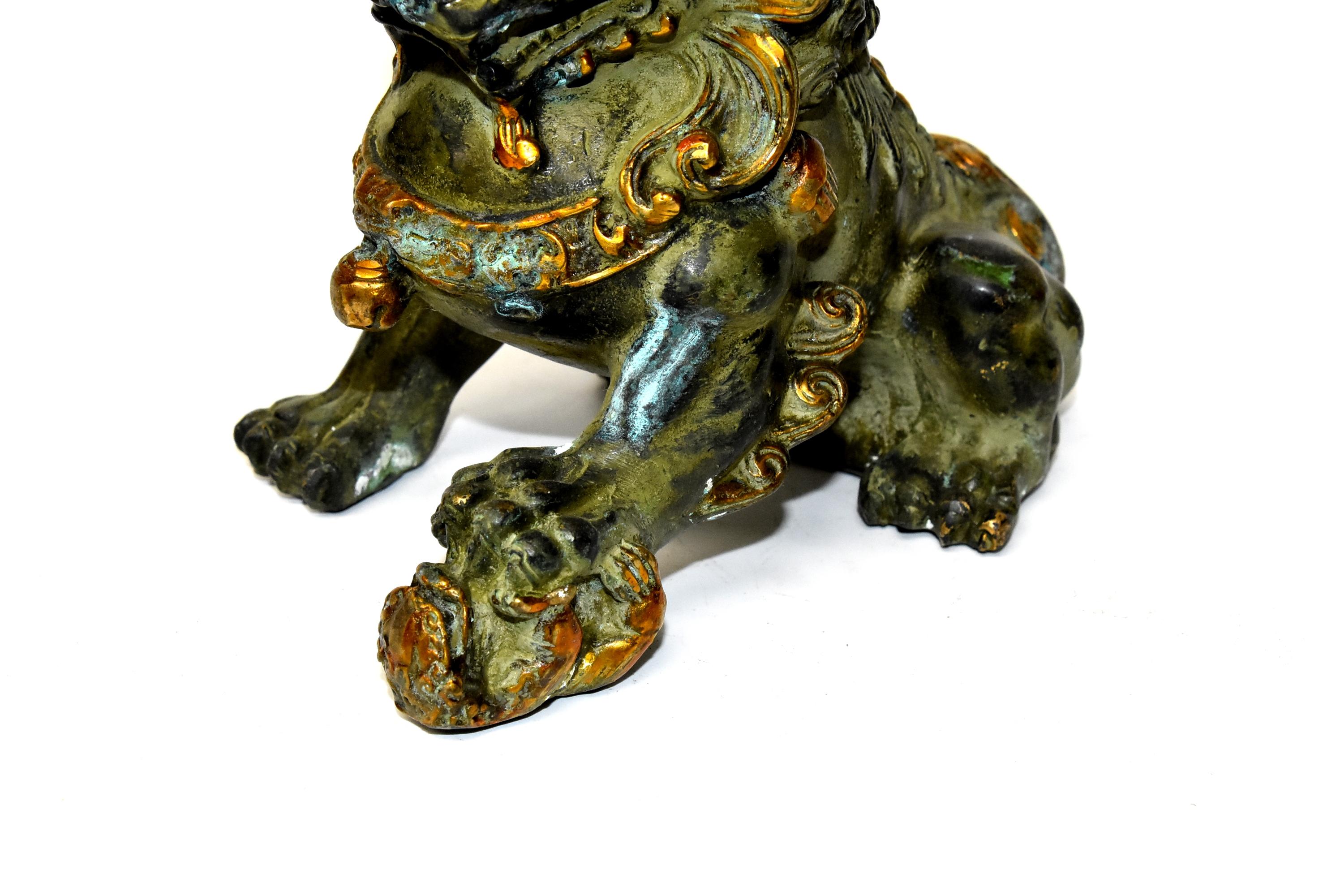 Pair of Gilded Bronze Foo Dogs 9