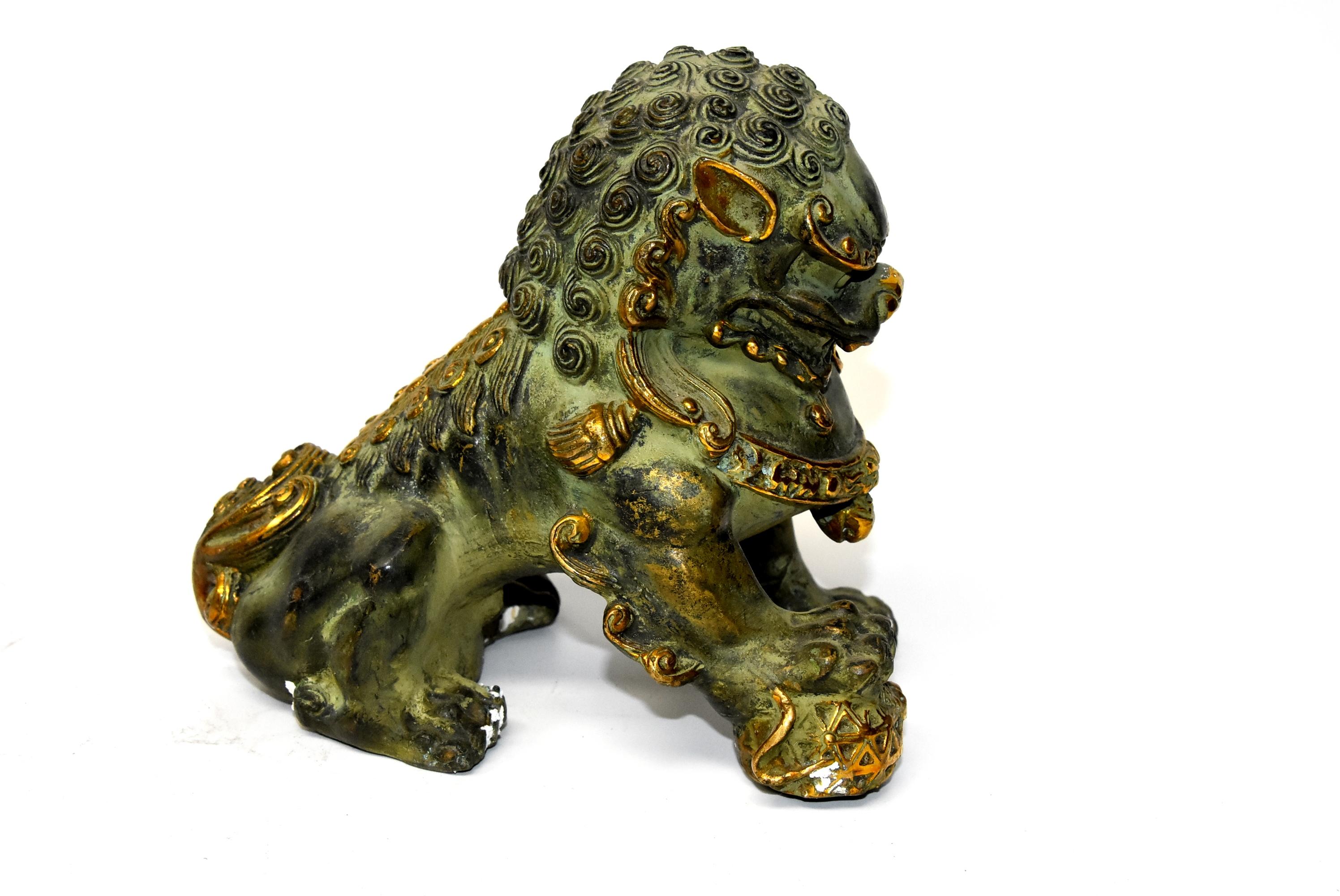 Pair of Gilded Bronze Foo Dogs 3