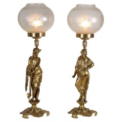 Pair of Gilded Bronze Lamps