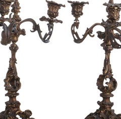 Pair of gilded bronze Louis XV candelabras - 19th century