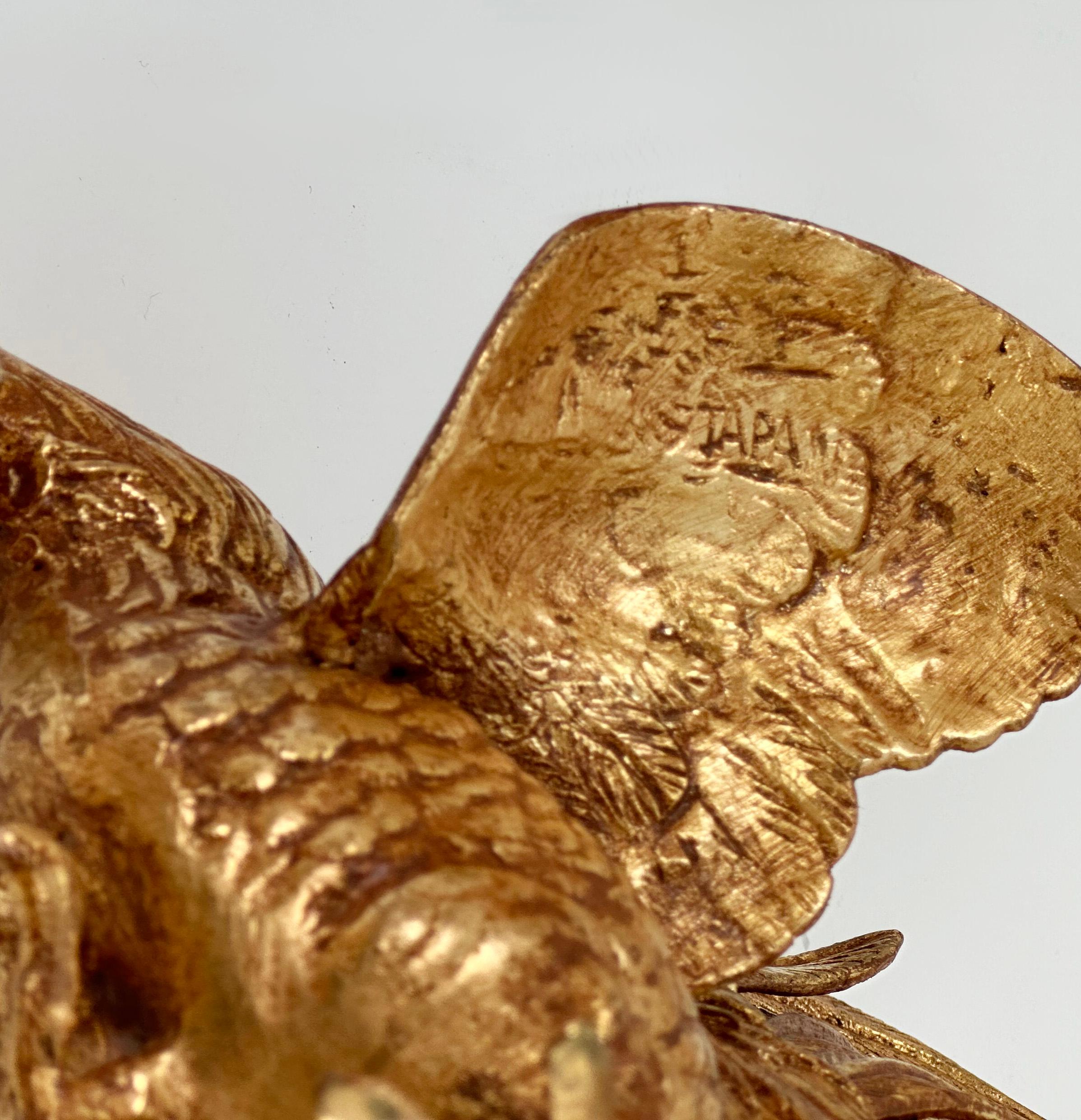 Bronze Cockerelles de combat dorées du milieu du siècle dernier, fabriquées au Japon  en vente