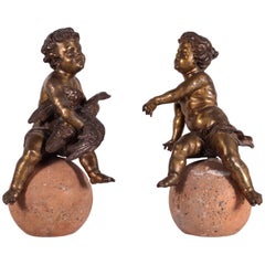 Pair of Gilded Bronze Putti, Italy, 19th Century