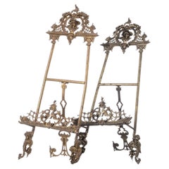 Pair of gilded bronze table trestles - 19th century