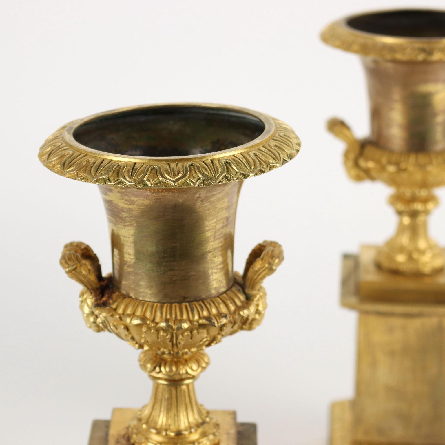 Other Pair of Gilded Bronze Vases, XIXth Century For Sale