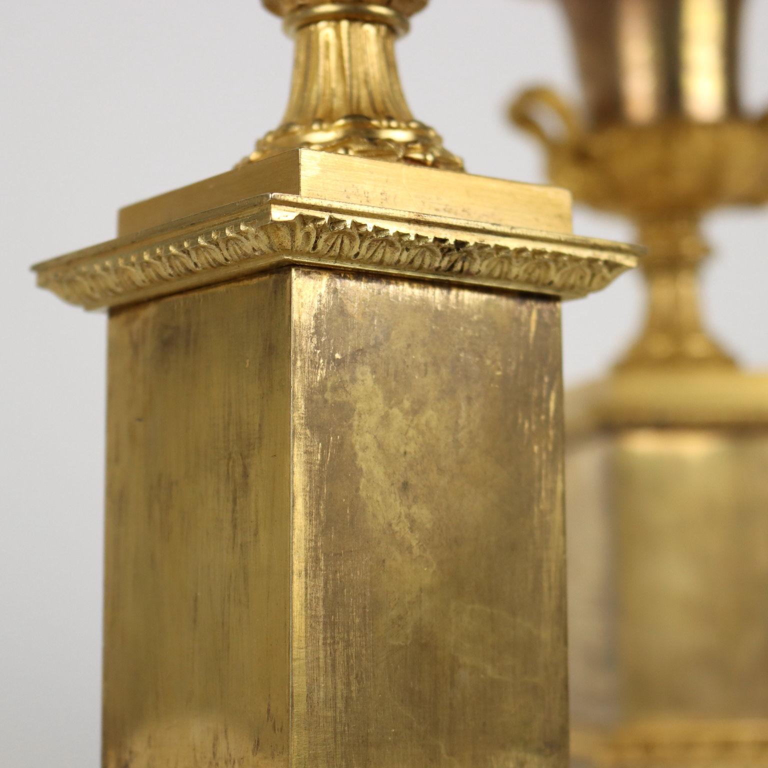 19th Century Pair of Gilded Bronze Vases, XIXth Century For Sale